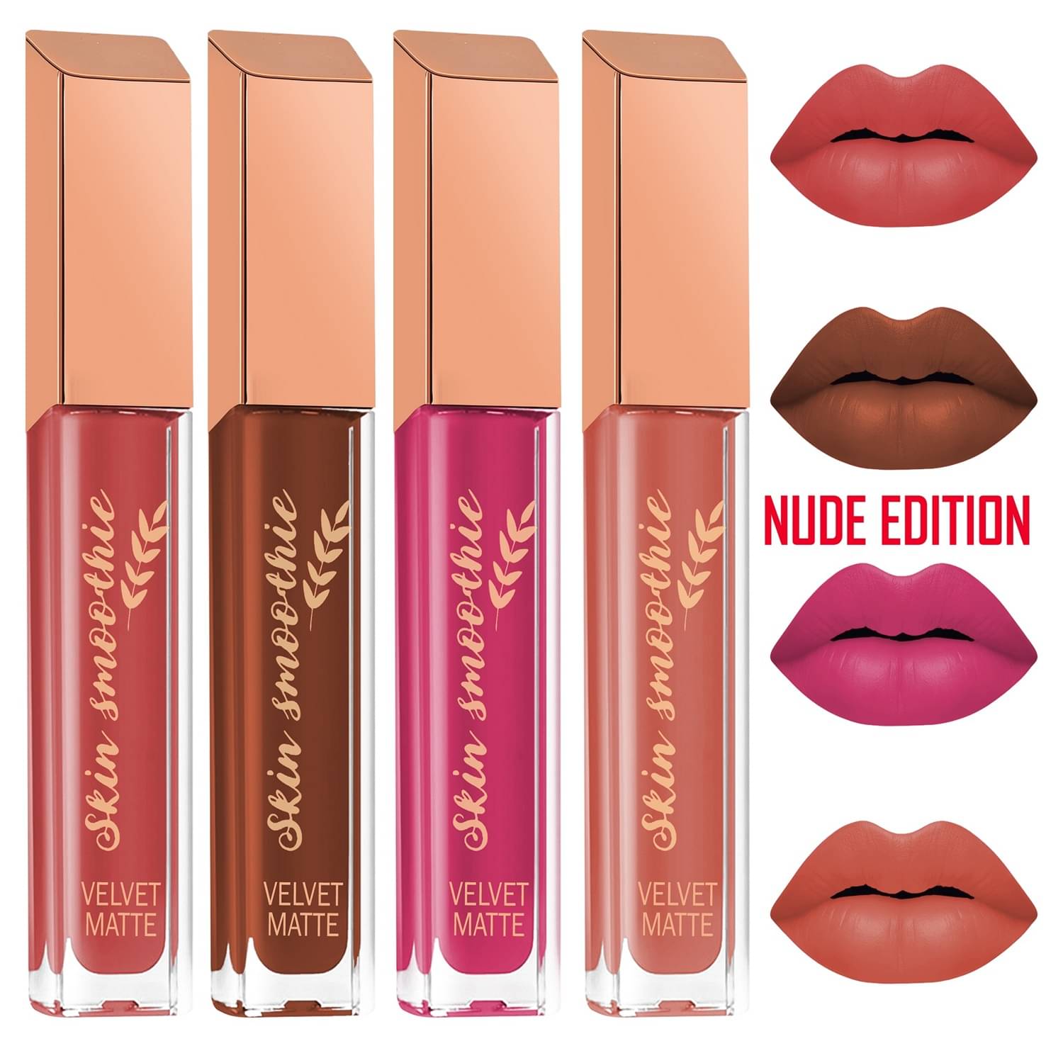     			SKIN SMOOTHIE Maroon Matte Long Lasting Liquid Lipstick ( Pack of 4 )