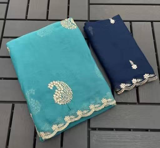 Sanwariya Silk Georgette Embellished Regular Saree With Unstitched Blouse Piece ( Sky Blue ) Sanwariya Silk Georgette Embellished Regular Saree With Unstitched Blouse Piece ( Sky Blue )