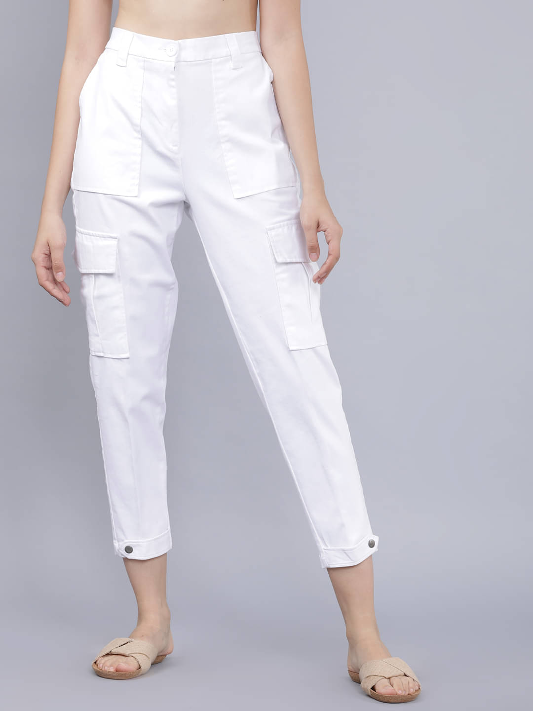     			Tokyo Talkies Women Cotton Blend Casual Trousers ( White )