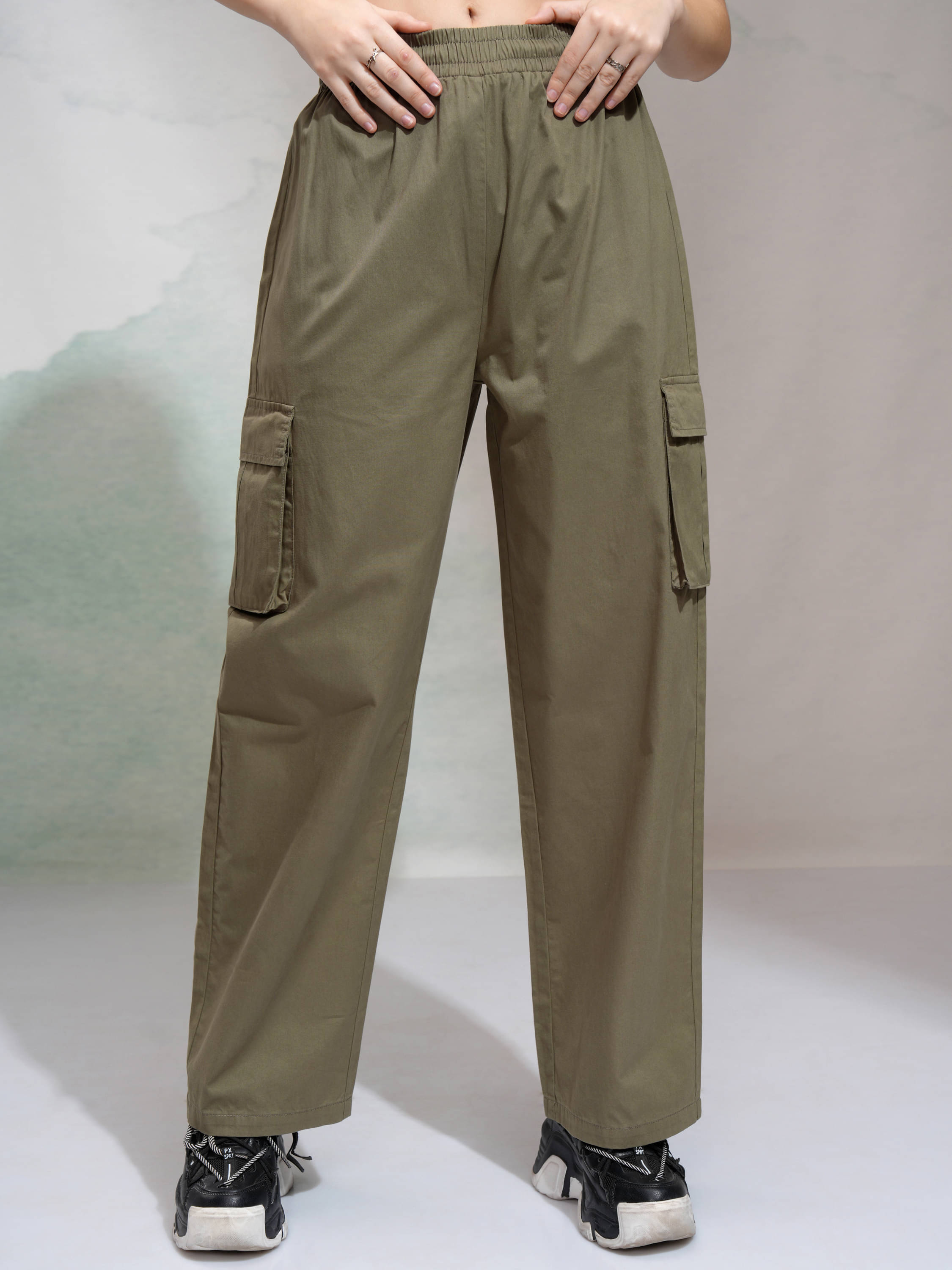     			Tokyo Talkies Women Cotton Cargos Trousers ( Olive )