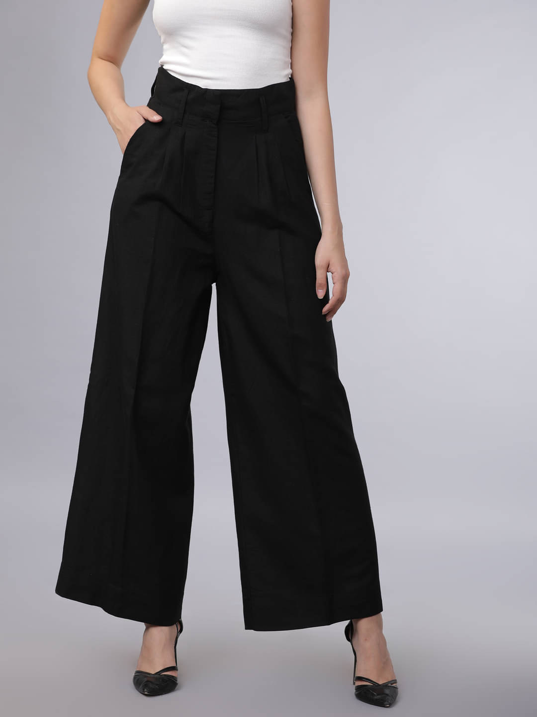    			Tokyo Talkies Women Cotton Casual Trousers ( Black )