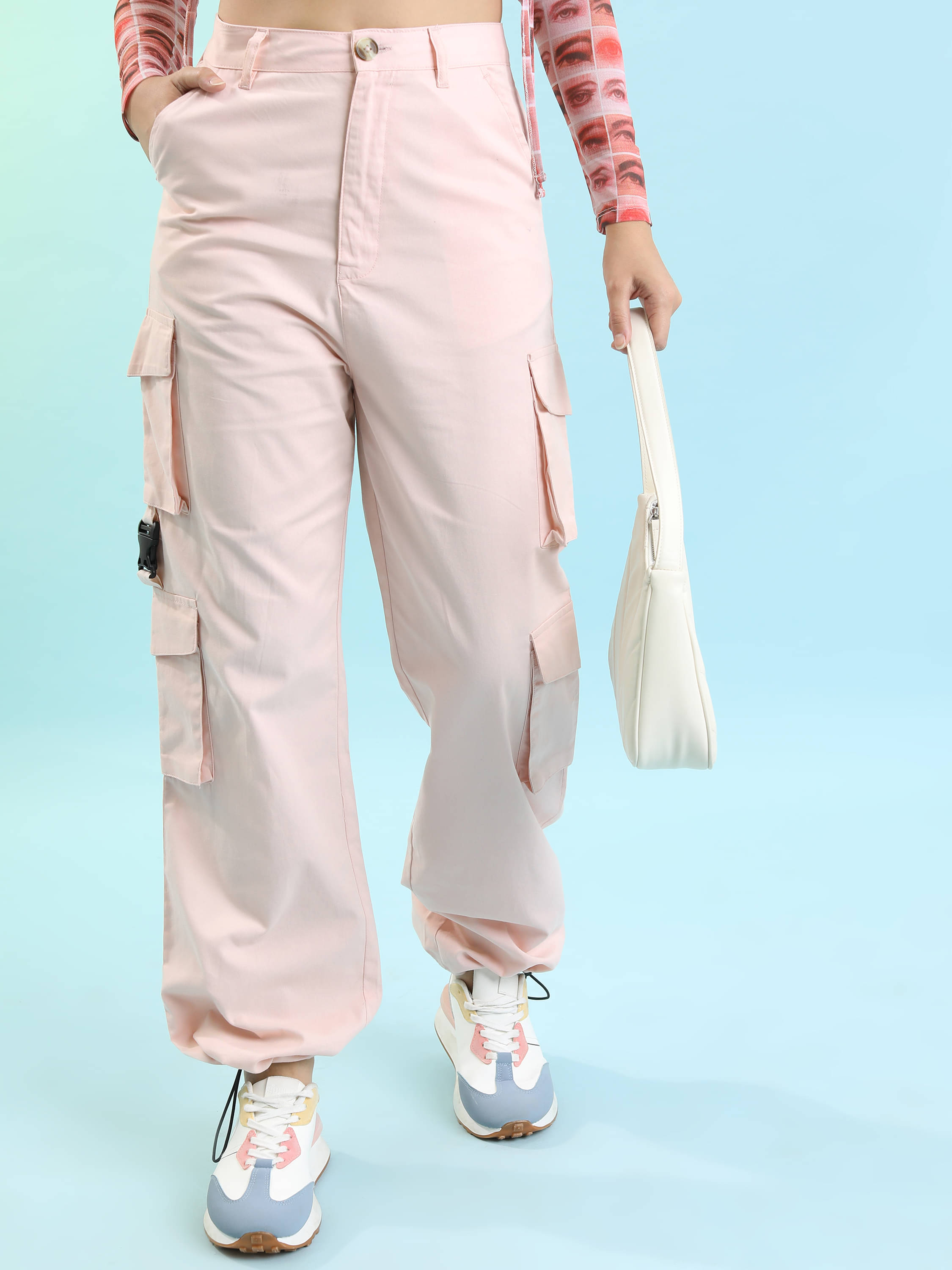     			Tokyo Talkies Women Polyester Cargos Trousers ( Pink )