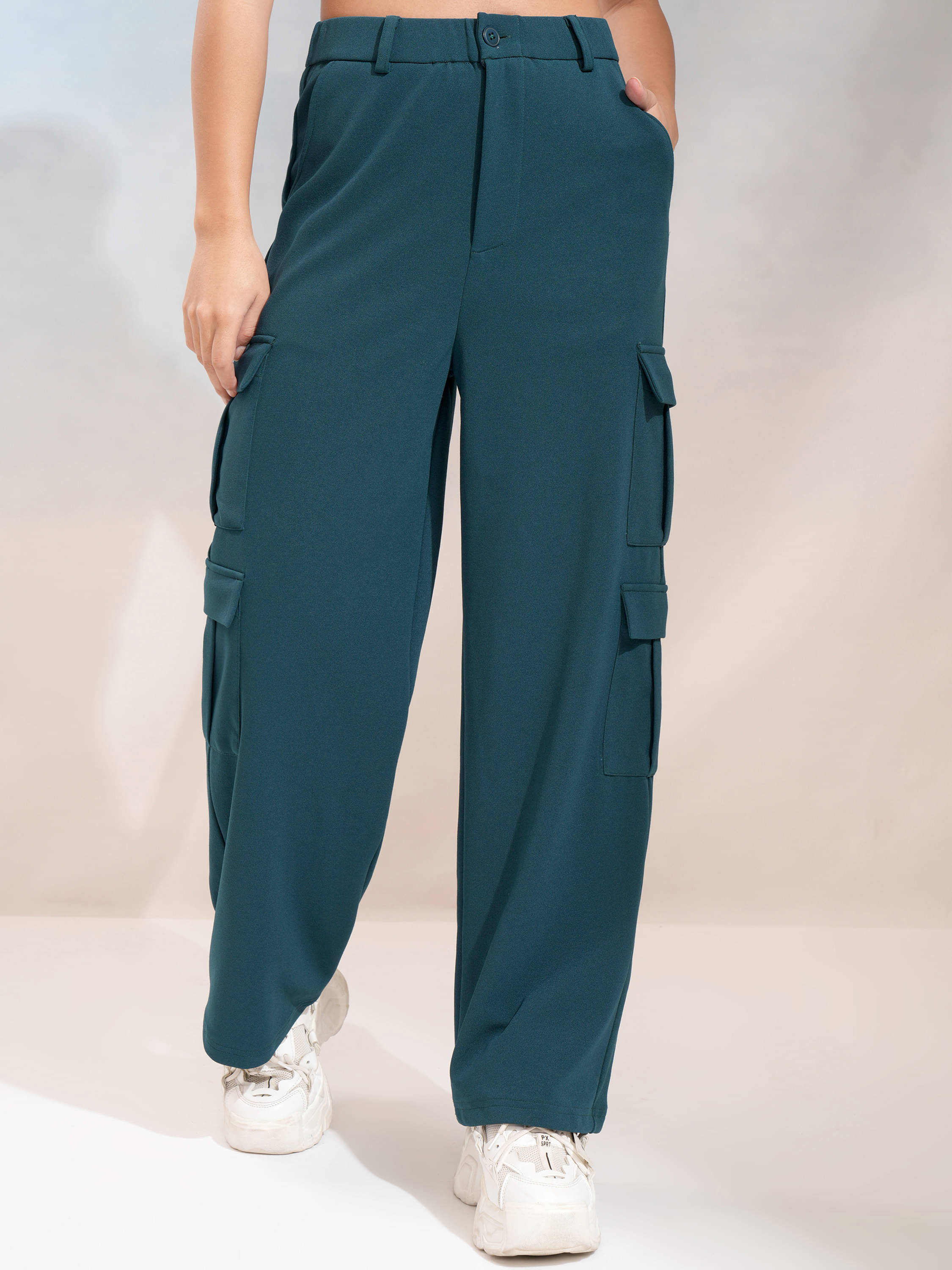     			Tokyo Talkies Women Polyester Cargos Trousers ( Teal )