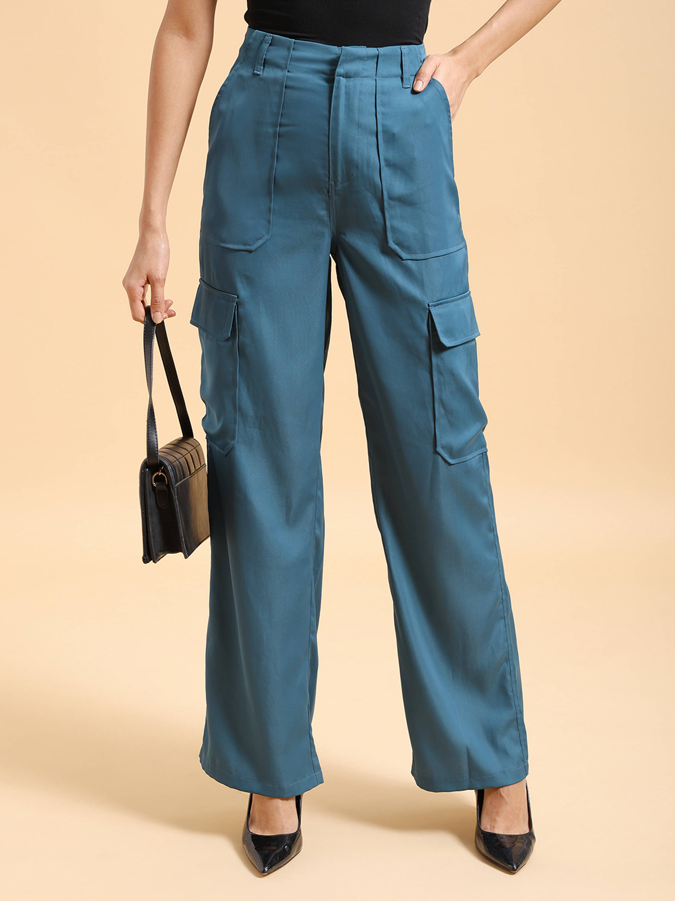     			Tokyo Talkies Women Polyester Cargos Trousers ( Teal )