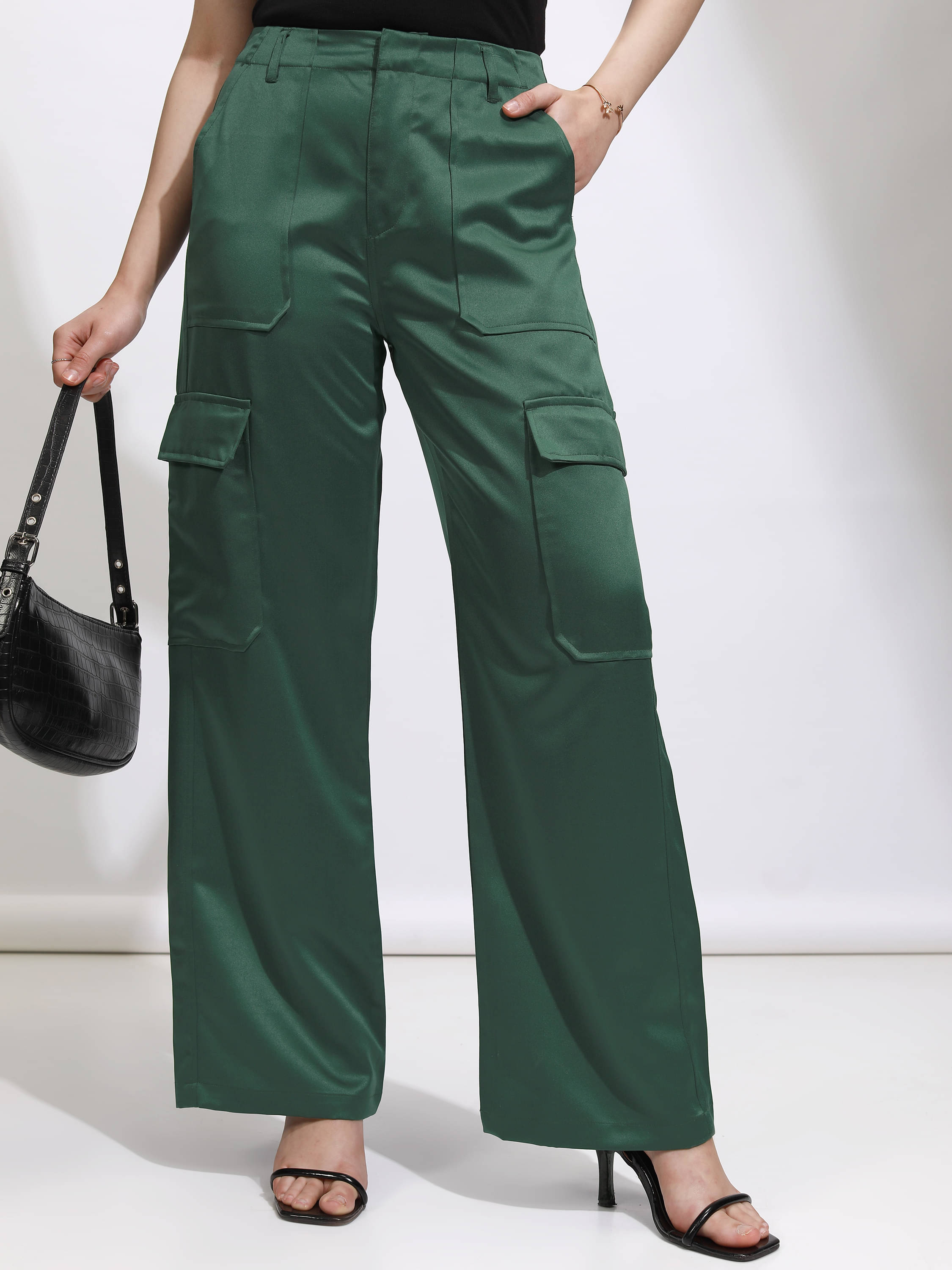    			Tokyo Talkies Women Polyester Cargos Trousers ( Green )