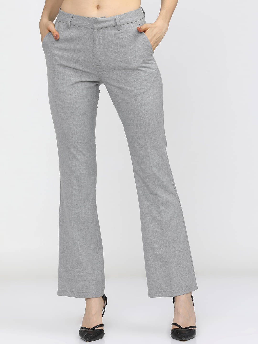     			Tokyo Talkies Women Polyester Casual Trousers ( Grey )
