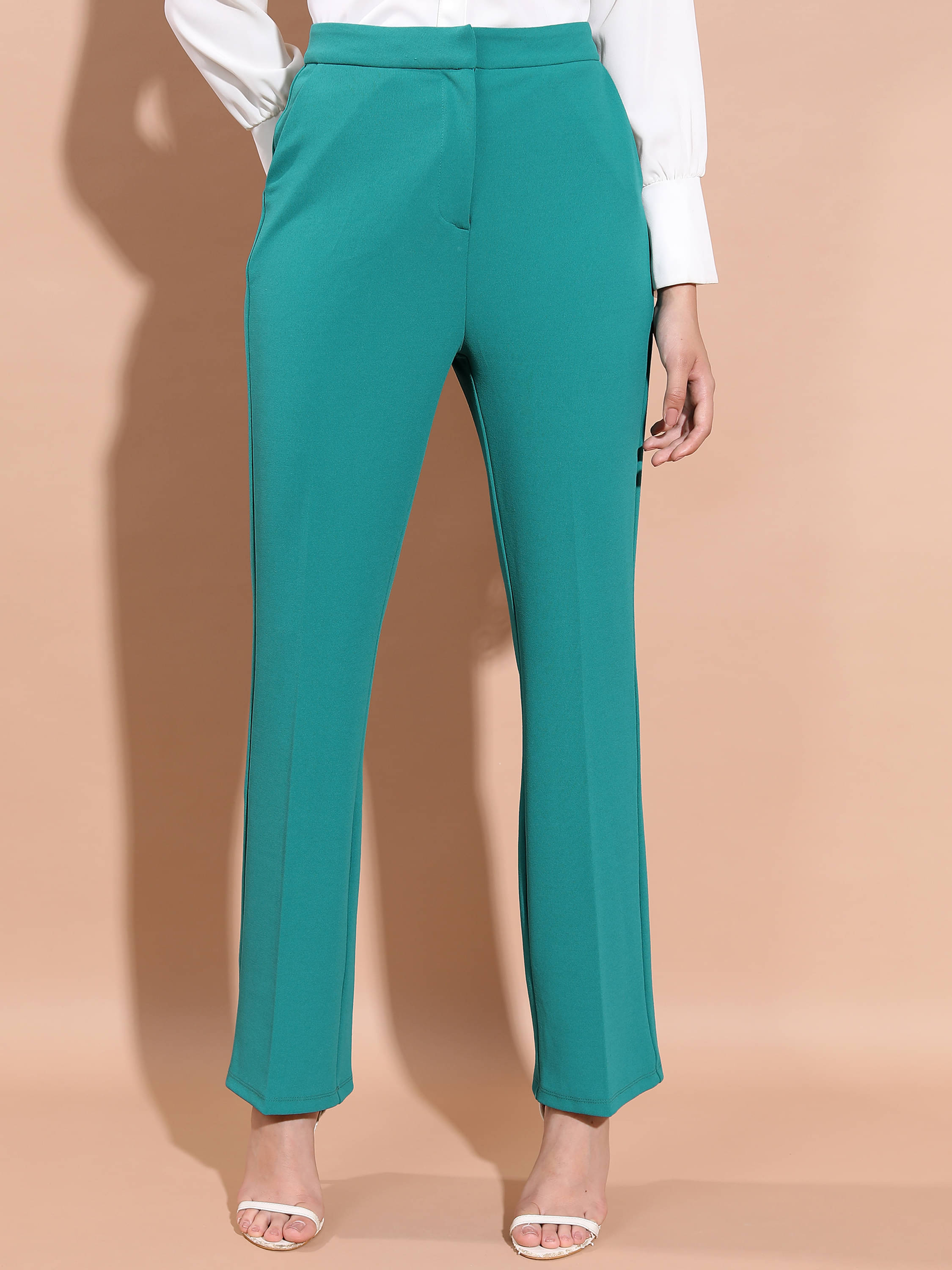     			Tokyo Talkies Women Polyester Casual Trousers ( Green )