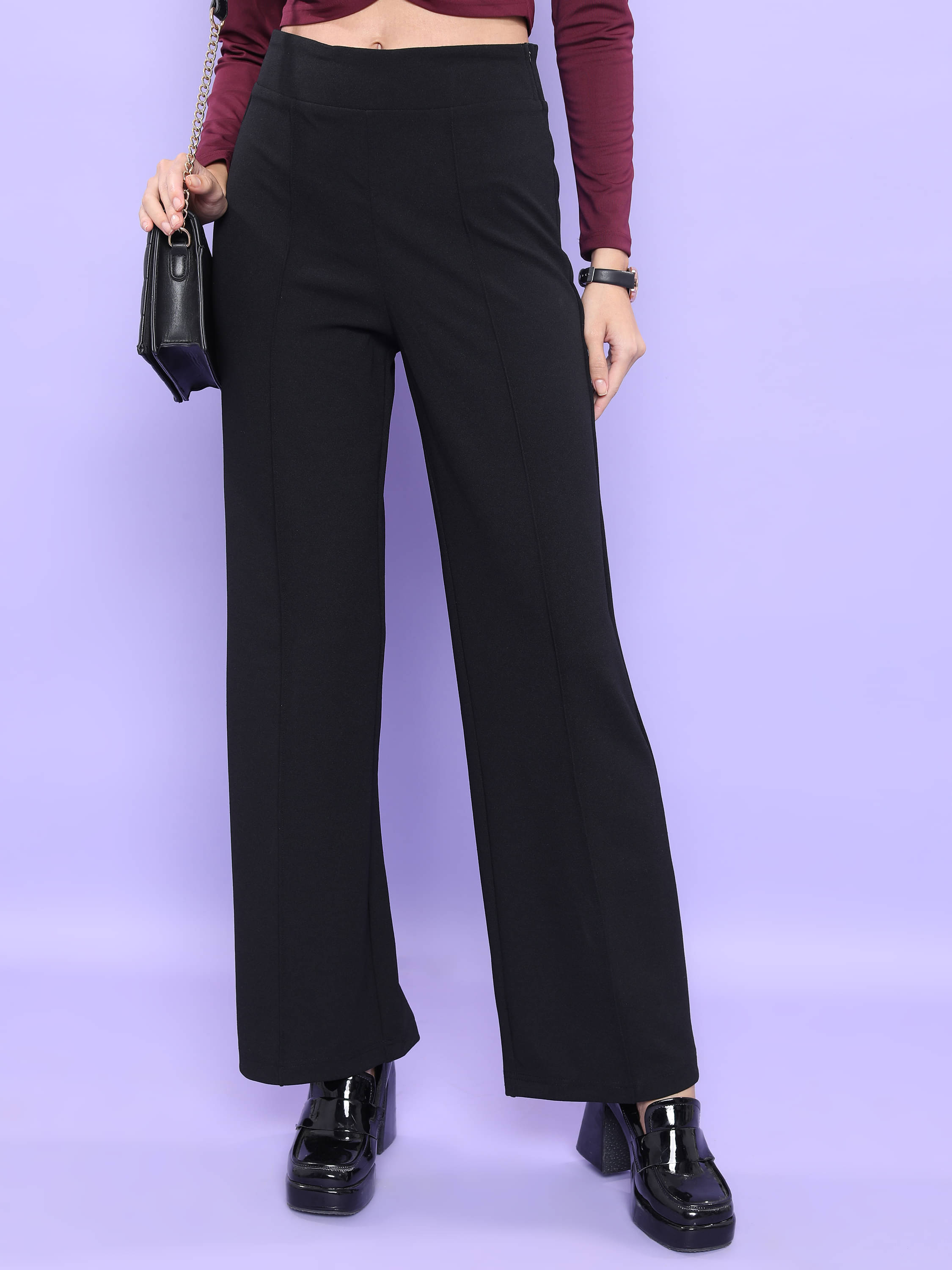     			Tokyo Talkies Women Polyester Casual Trousers ( Black )