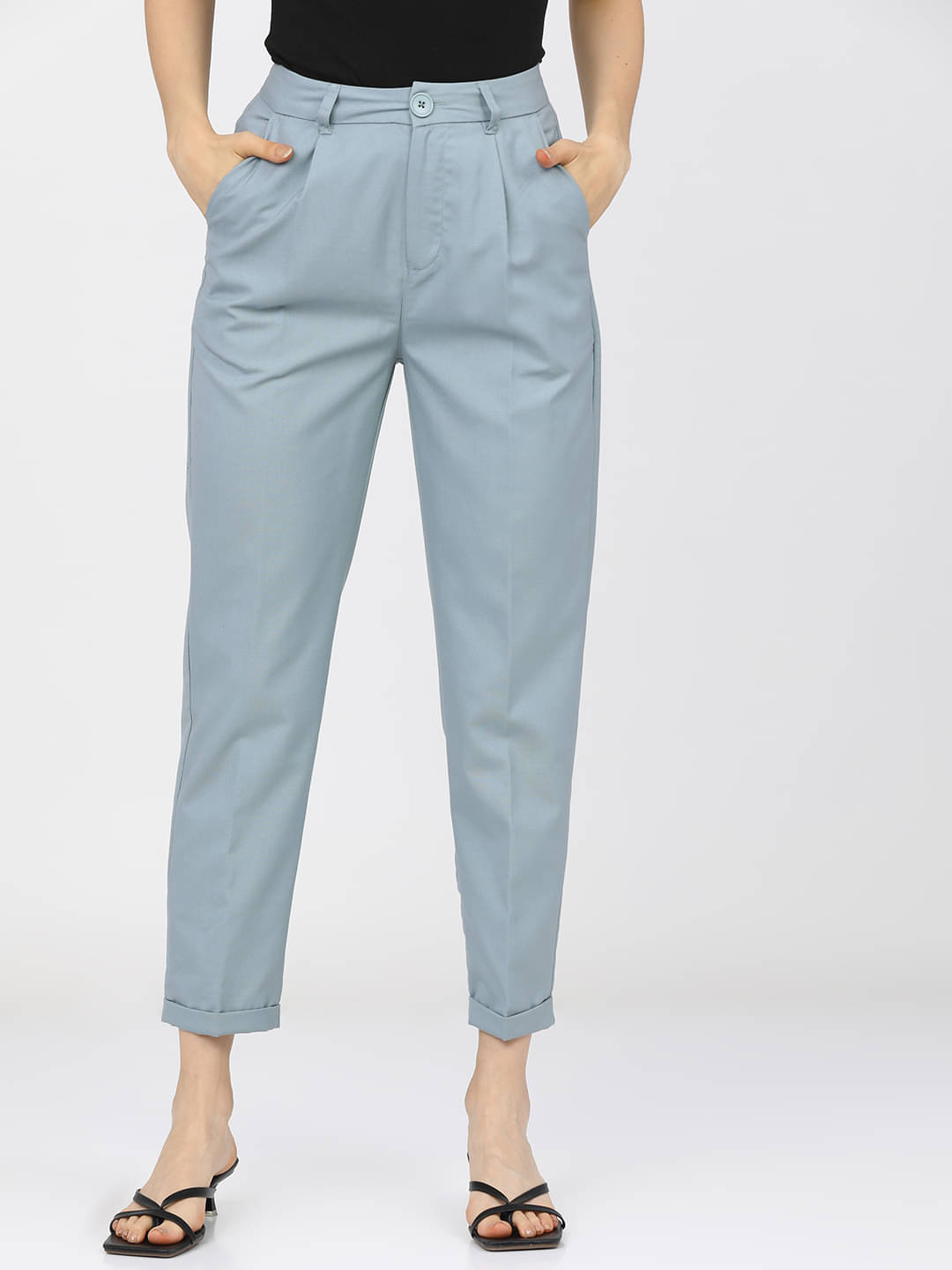     			Tokyo Talkies Women Polyester Casual Trousers ( Blue )