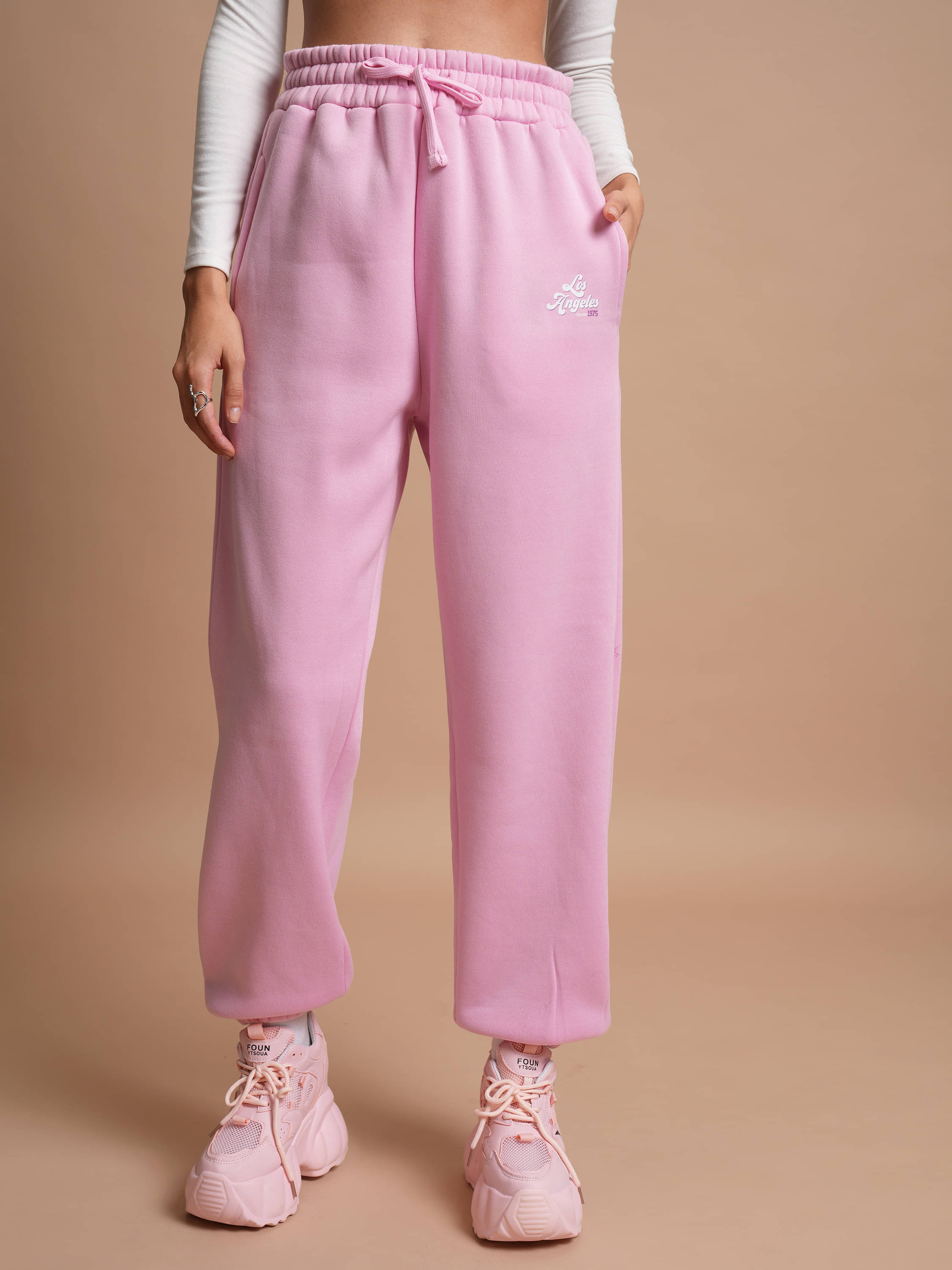     			Tokyo Talkies Women Polyester Casual Trousers ( Pink )