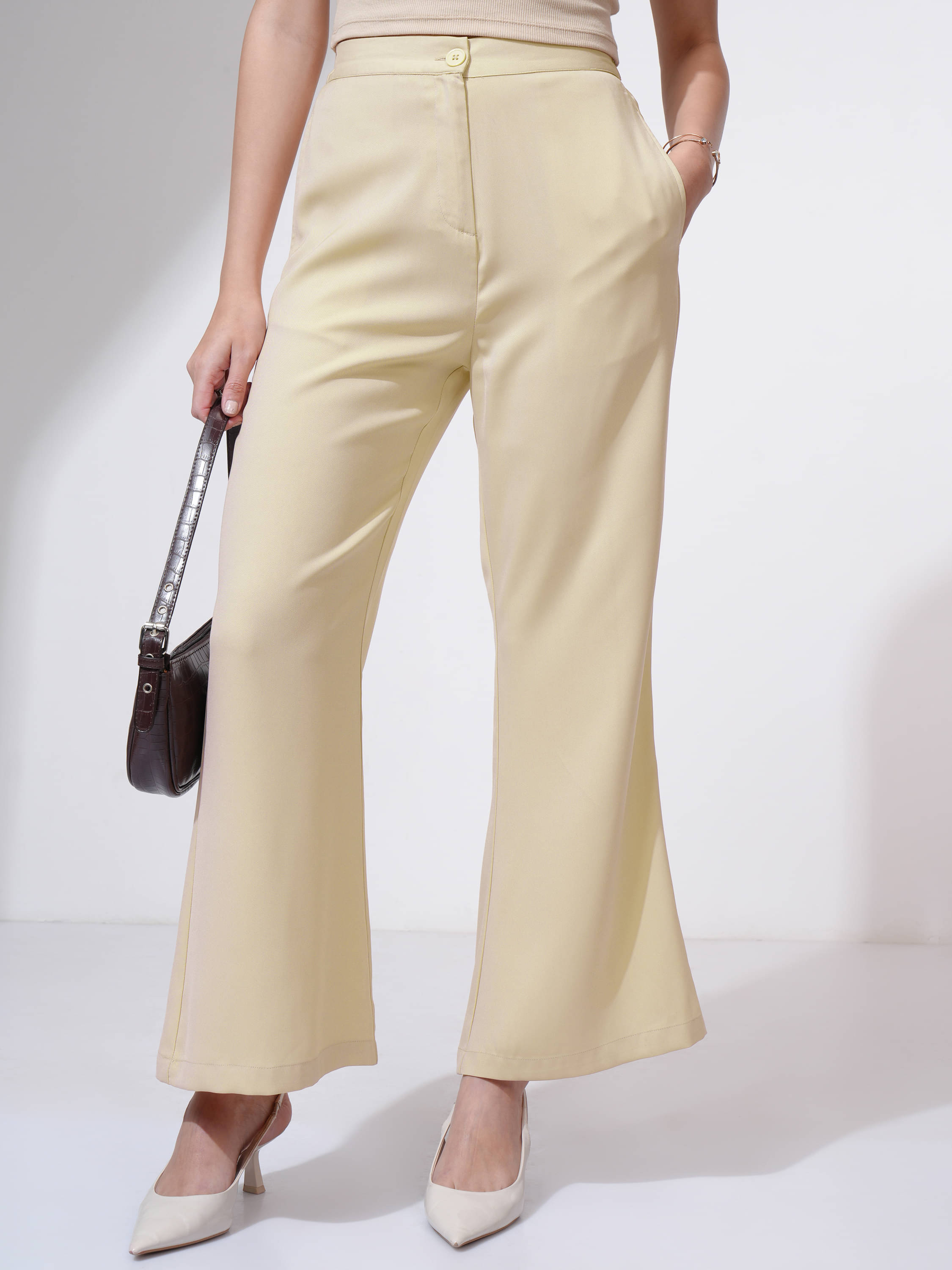     			Tokyo Talkies Women Polyester Casual Trousers ( Beige )