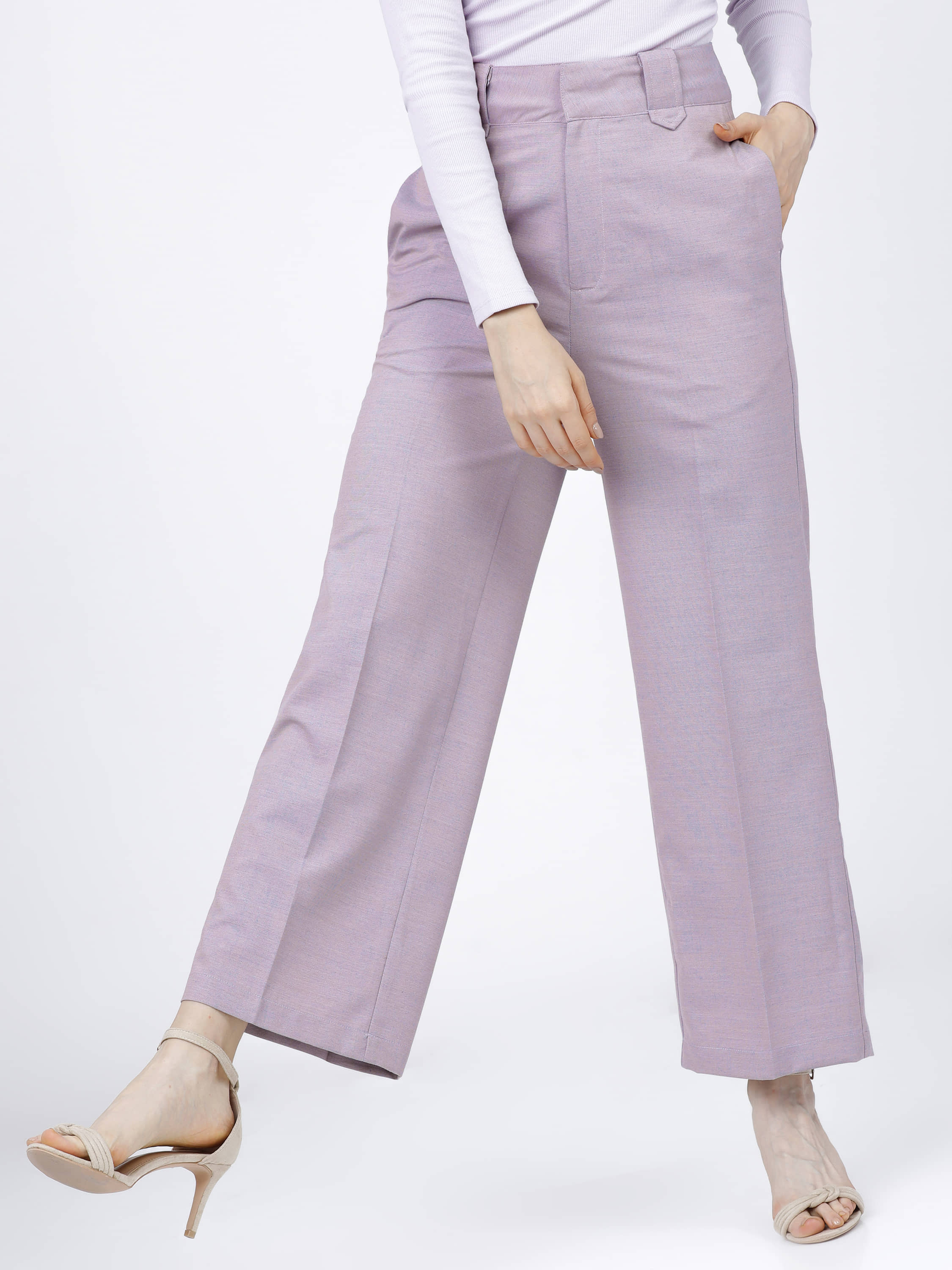 Tokyo Talkies Women Polyester Casual Trousers ( Purple ) - Trousers | Buy online on ZillyBuy