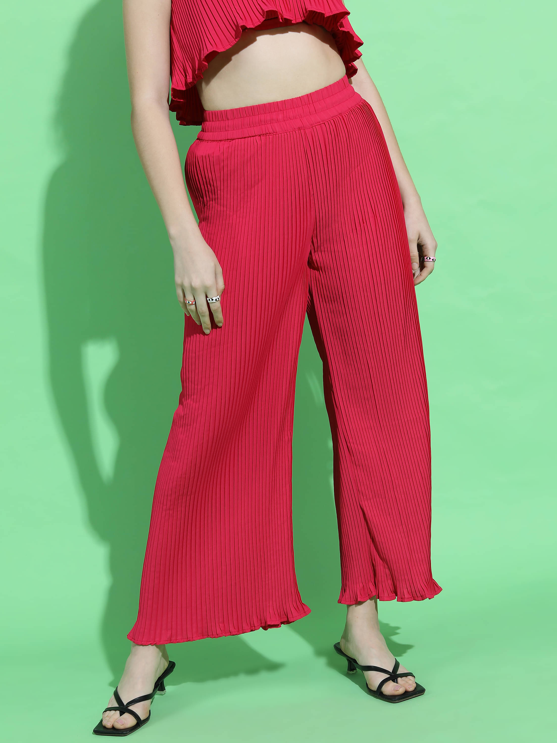     			Tokyo Talkies Women Polyester Casual Trousers ( Pink )