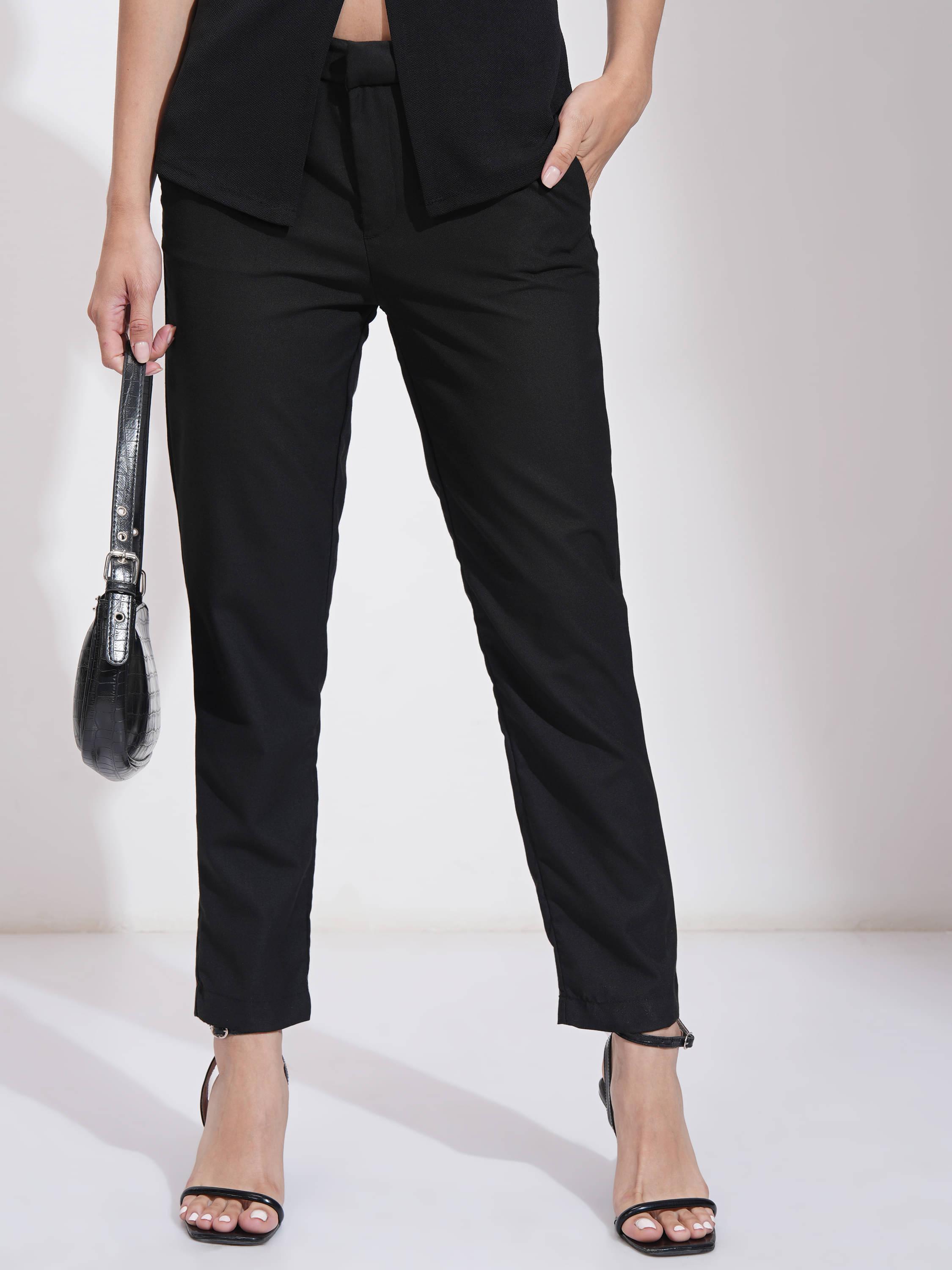     			Tokyo Talkies Women Polyester Casual Trousers ( Black )