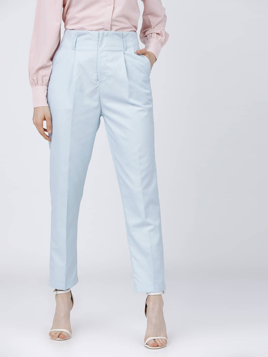     			Tokyo Talkies Women Polyester Formal Trousers ( Blue )