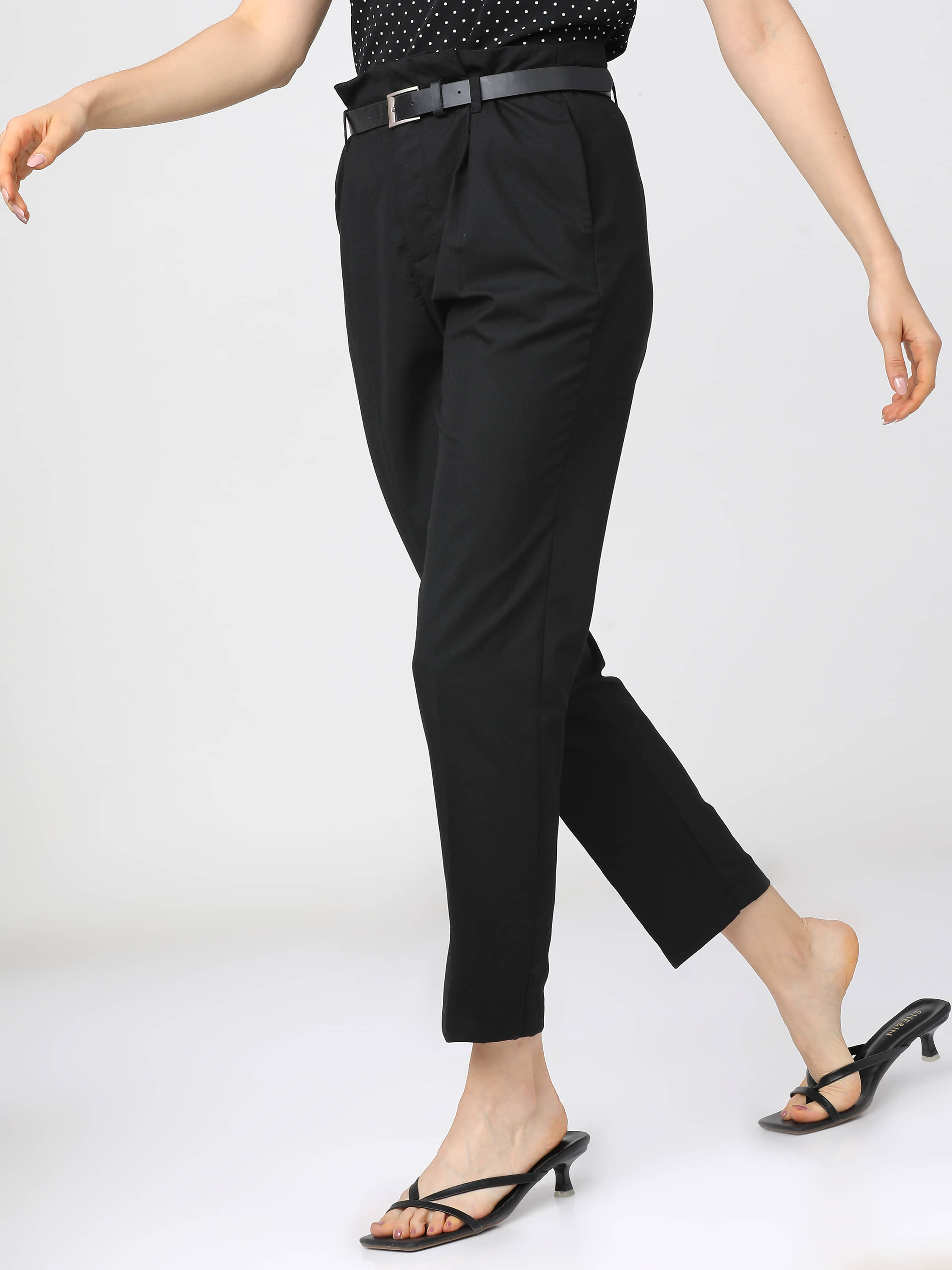 Tokyo Talkies Women Polyester Formal Trousers ( Black ) - Trousers | Buy online on ZillyBuy