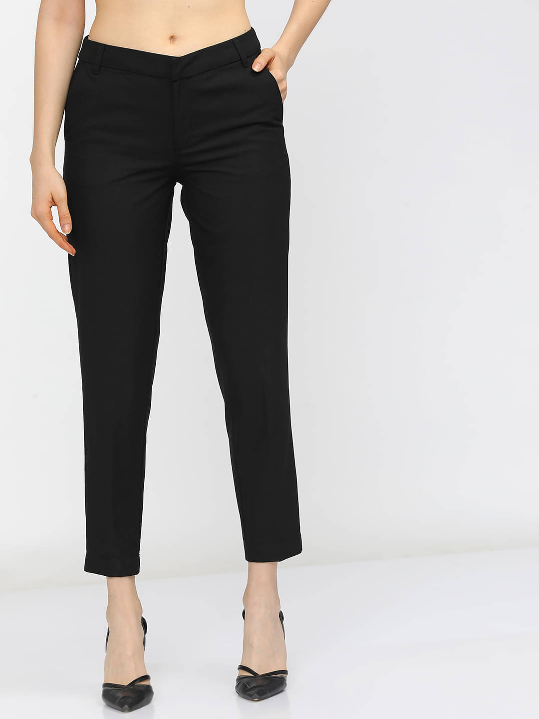     			Tokyo Talkies Women Polyester Formal Trousers ( Black )