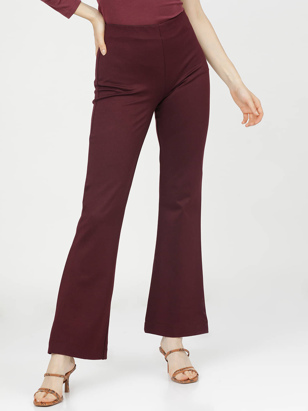     			Tokyo Talkies Women Viscose Wide Leg Trousers ( Purple )