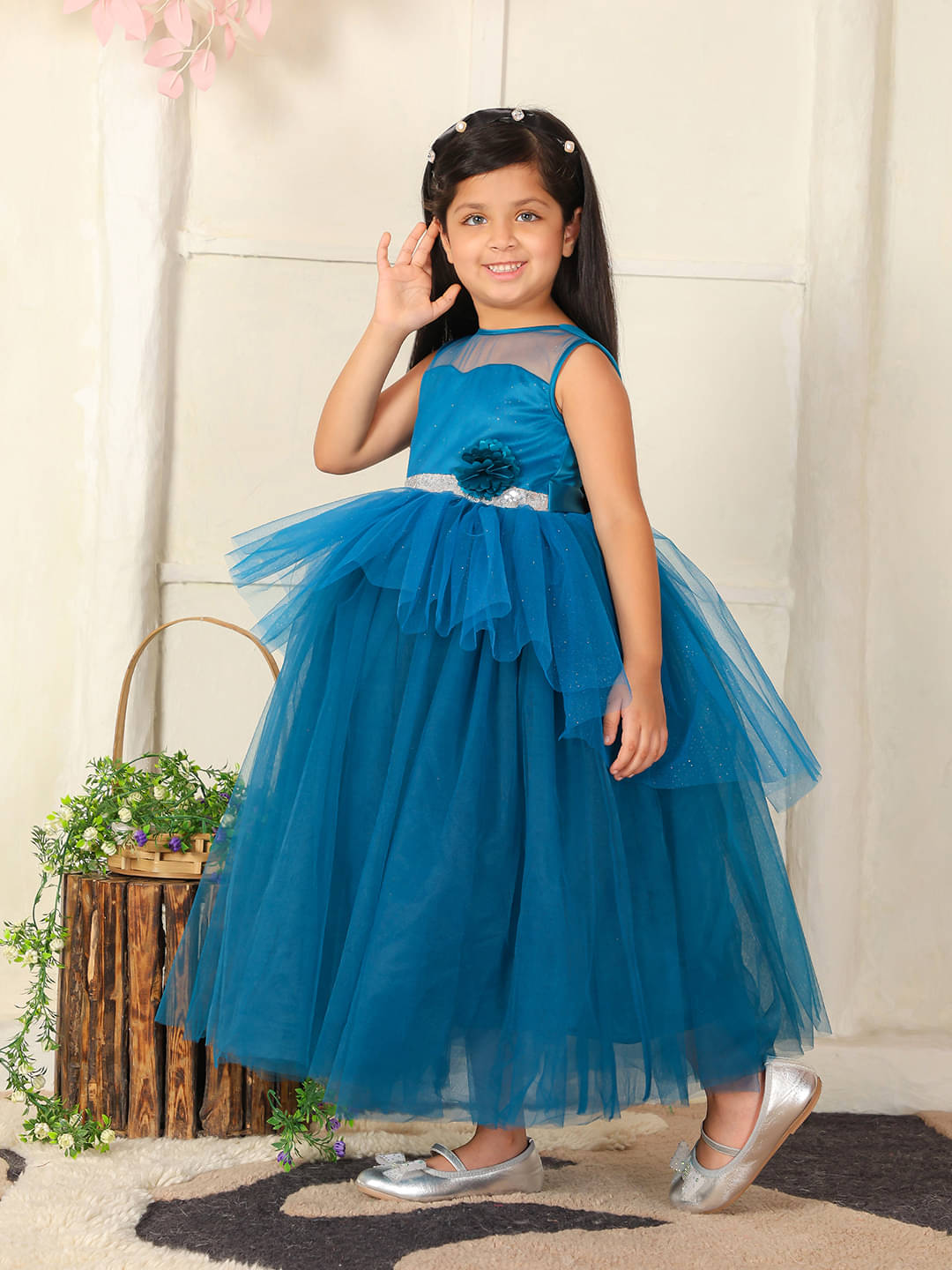     			Toy Balloon Kids Net Gown For Girls ( Pack of 1 , Blue )