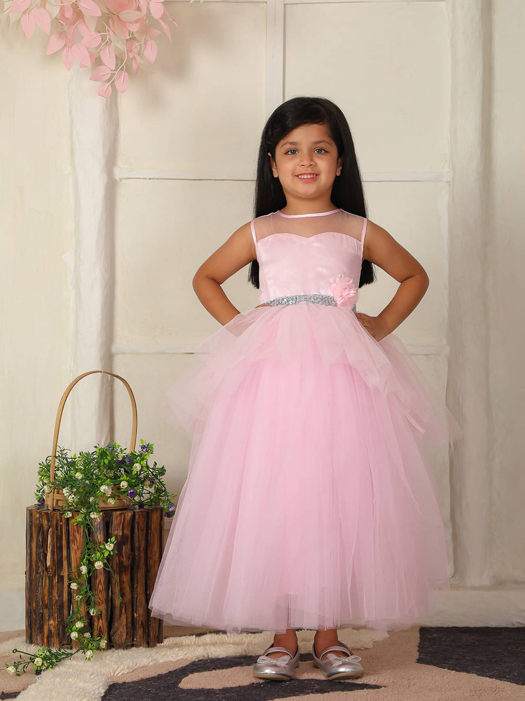    			Toy Balloon Kids Net Gown For Girls ( Pack of 1 , Pink )