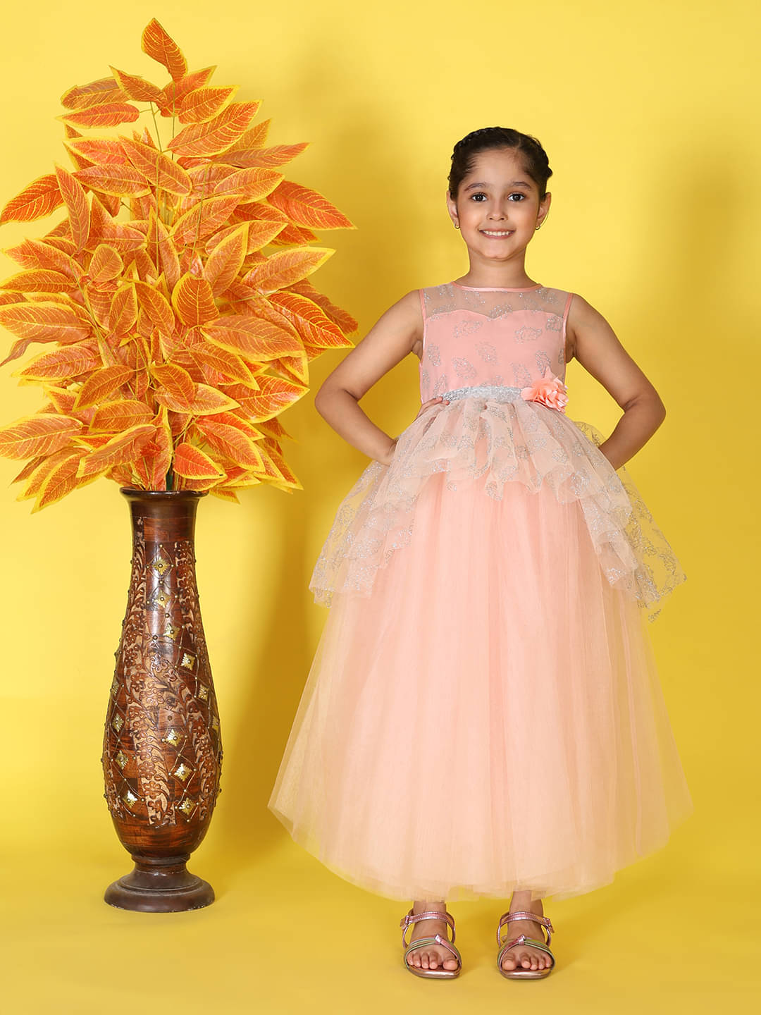 Toy Balloon Kids Net Gown For Girls ( Pack of 1 , Peach ) Toy Balloon Kids Net Gown For Girls ( Pack of 1 , Peach )
