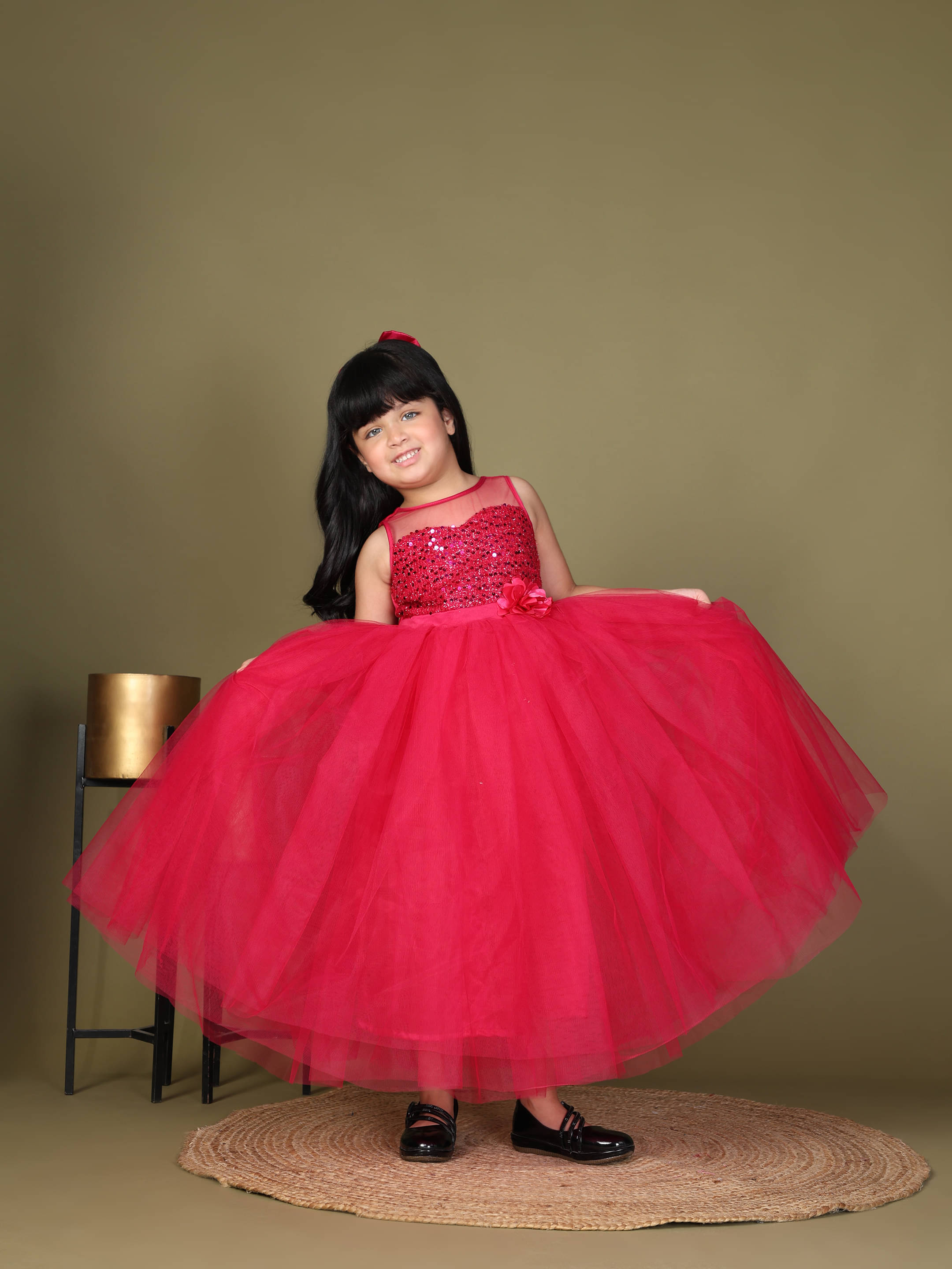     			Toy Balloon Kids Sequin Gown For Girls ( Pack of 1 , Magenta )