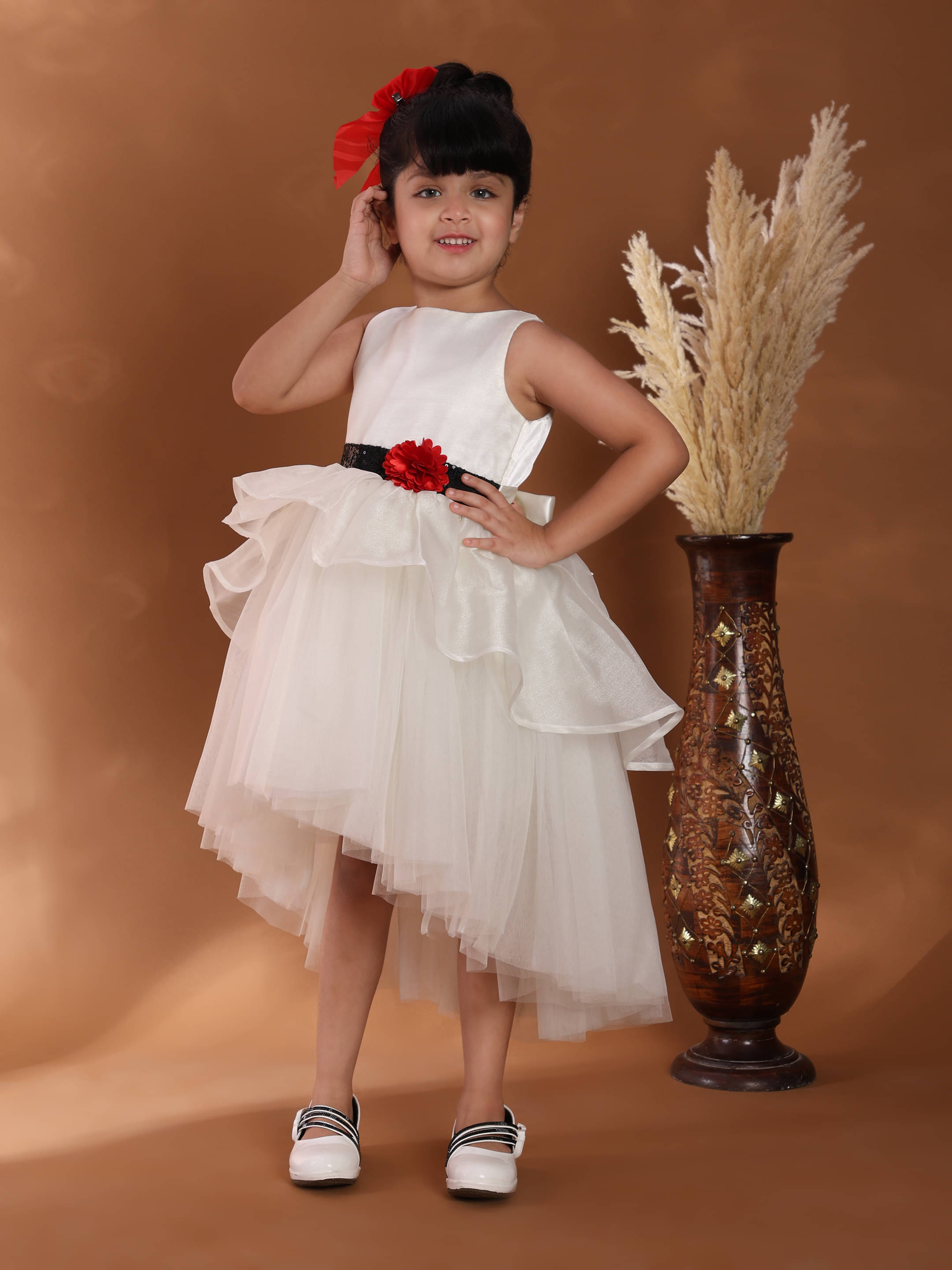     			Toy Balloon Kids Tissue Dress For Girls ( Pack of 1 , Off White )