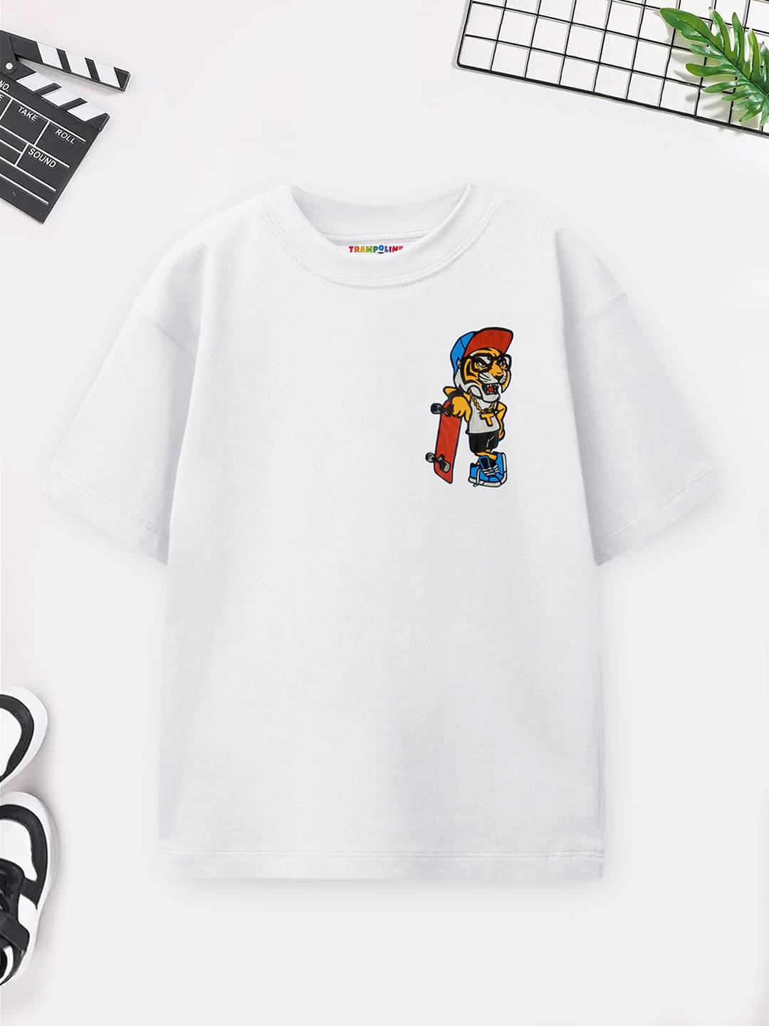     			Trampoline Pack of 1 Boys & Girls Cotton T-Shirt ( White )