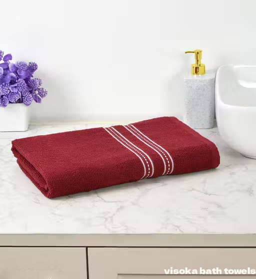     			VISOKA TEX Pack of 1 Terry 375 -GSM Bath Towel ( Maroon )