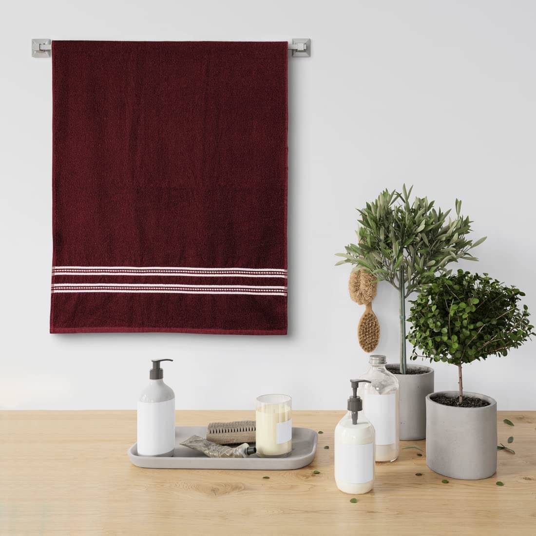     			VISOKA TEX Pack of 1 Terry 375 -GSM Bath Towel ( Maroon )