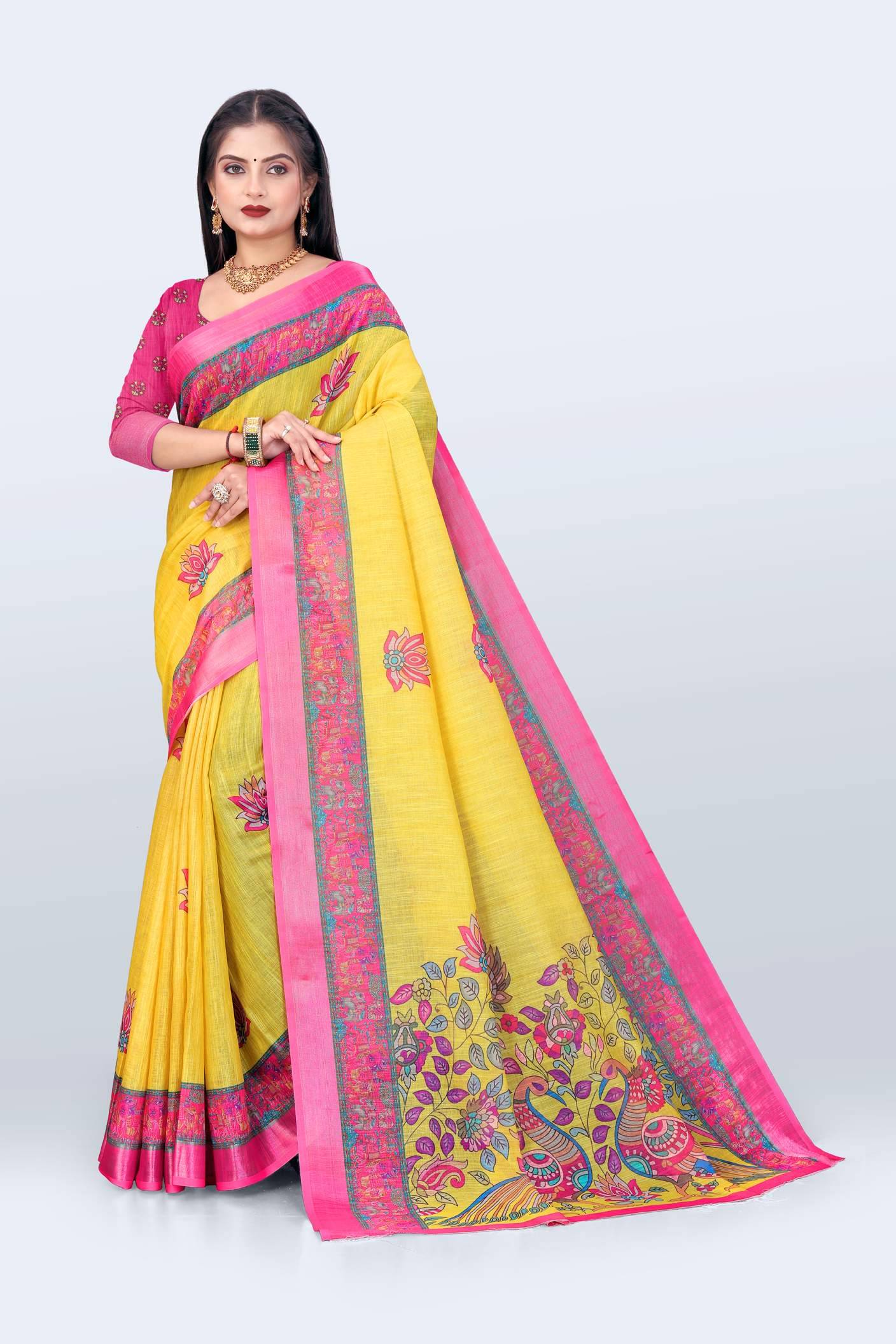     			VTEXX Cotton Printed Regular Saree With Unstitched Blouse Piece ( Multicolor )