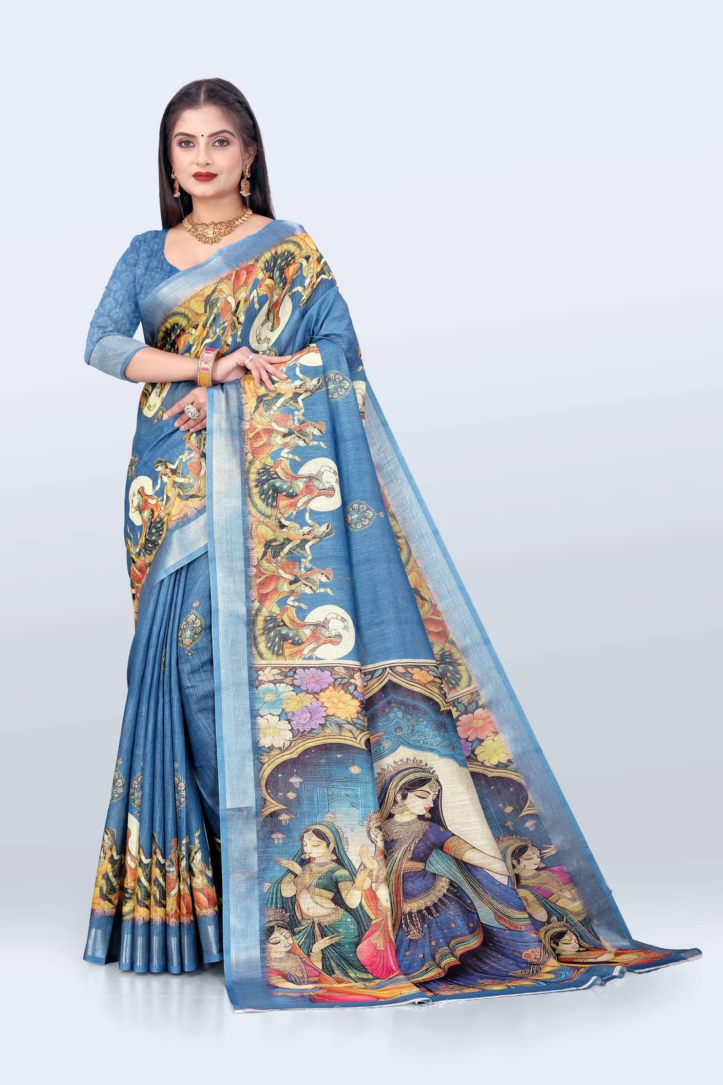 VTEXX Cotton Printed Regular Saree With Unstitched Blouse Piece ( Navy Blue ) VTEXX Cotton Printed Regular Saree With Unstitched Blouse Piece ( Navy Blue )
