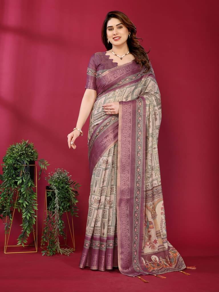 Vastukala Silk Woven Kanjeevaram Sarees With Unstitched Blouse Piece ( Cream ) Vastukala Silk Woven Kanjeevaram Sarees With Unstitched Blouse Piece ( Cream )