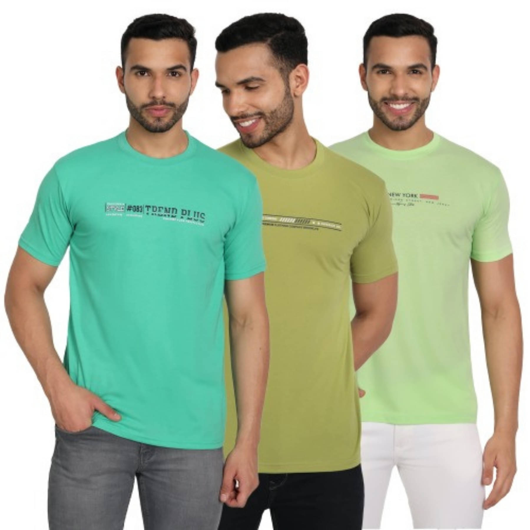 ZEFFORA Men Cotton Blend Regular Fit Solid T-Shirt ( Multicolor3 ) ZEFFORA Men Cotton Blend Regular Fit Solid T-Shirt ( Multicolor3 )