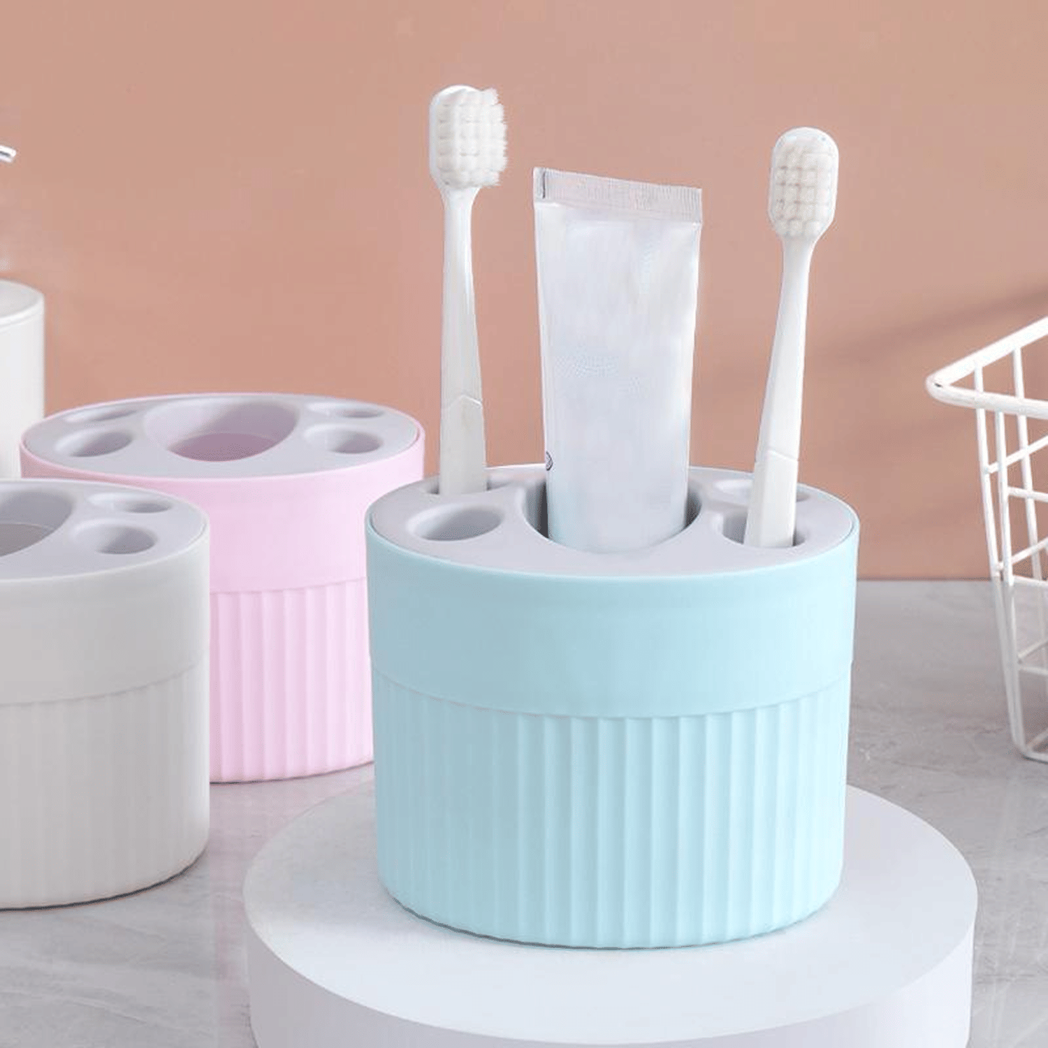     			oothbrush Holders for Bathroom Stand - 5 Compartments Toothpaste Brush Holder, Multipurpose Makeup Brush Holder - Perfect for Home Beauty Product Use (1 Cup Holder Multicolor)