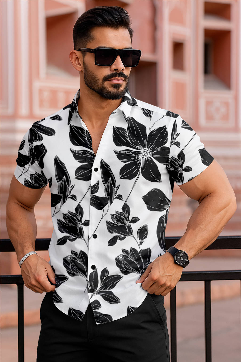 seventeenstitch Polyester Regular Fit Printed Half Sleeves Men's Casual Shirt - Black ( Pack of 1 ) seventeenstitch Polyester Regular Fit Printed Half Sleeves Men's Casual Shirt - Black ( Pack of 1 )