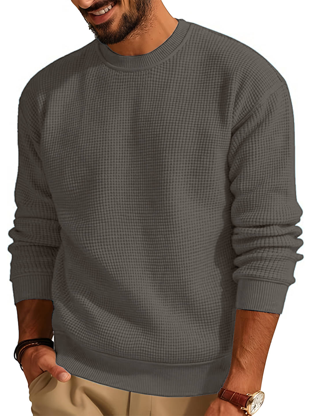     			tysort Acrylic Round Neck Men's Full Sleeves Pullover Sweater - Grey Melange ( Pack of 1 )
