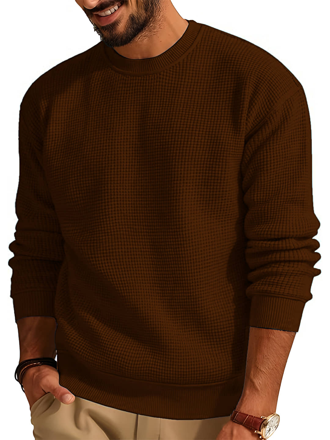 tysort Acrylic Round Neck Men's Full Sleeves Pullover Sweater - Teal ( Pack of 1 )