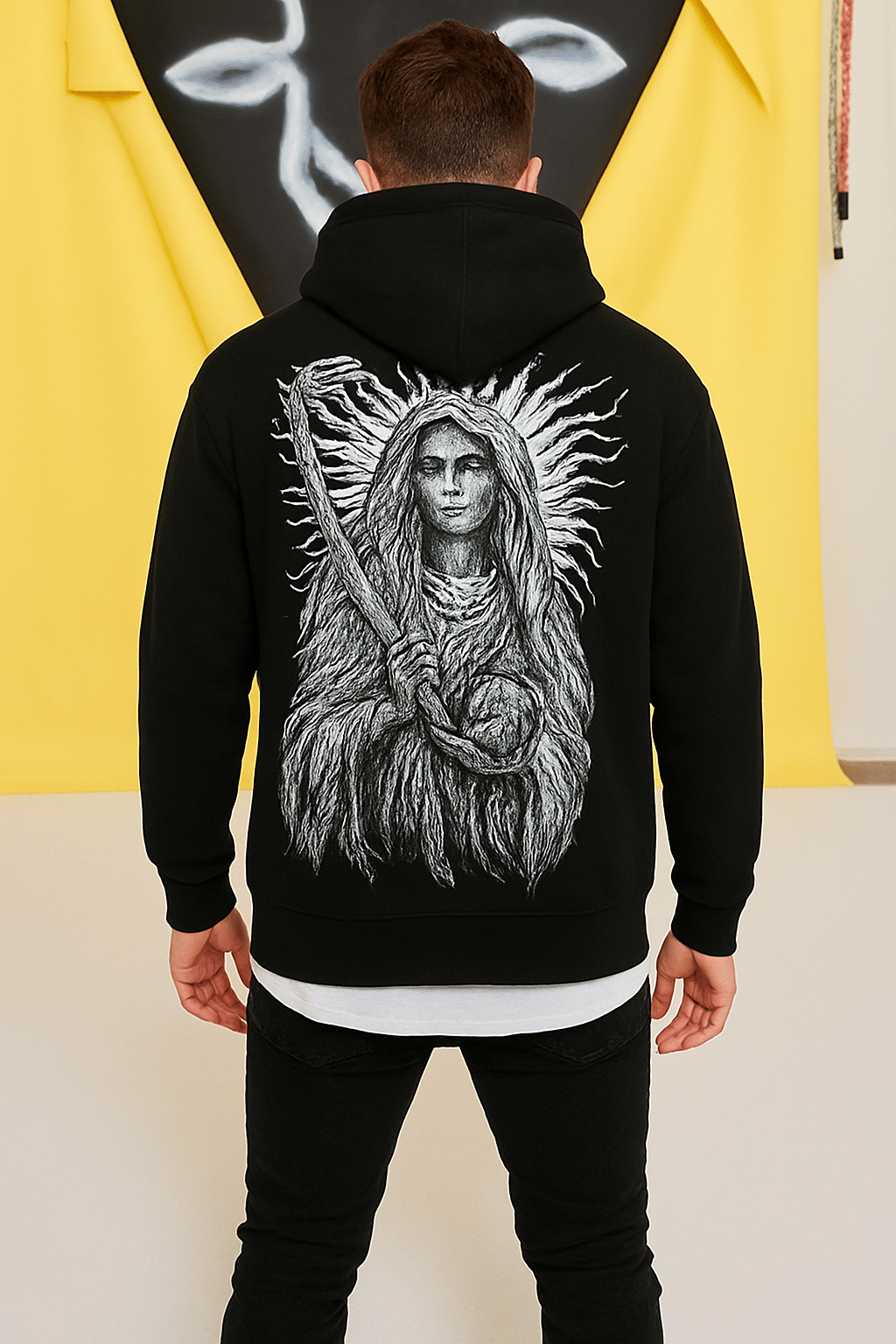 yellow tree Polyester Hooded Men's Sweatshirt - Black ( Pack of 1 ) yellow tree Polyester Hooded Men's Sweatshirt - Black ( Pack of 1 )