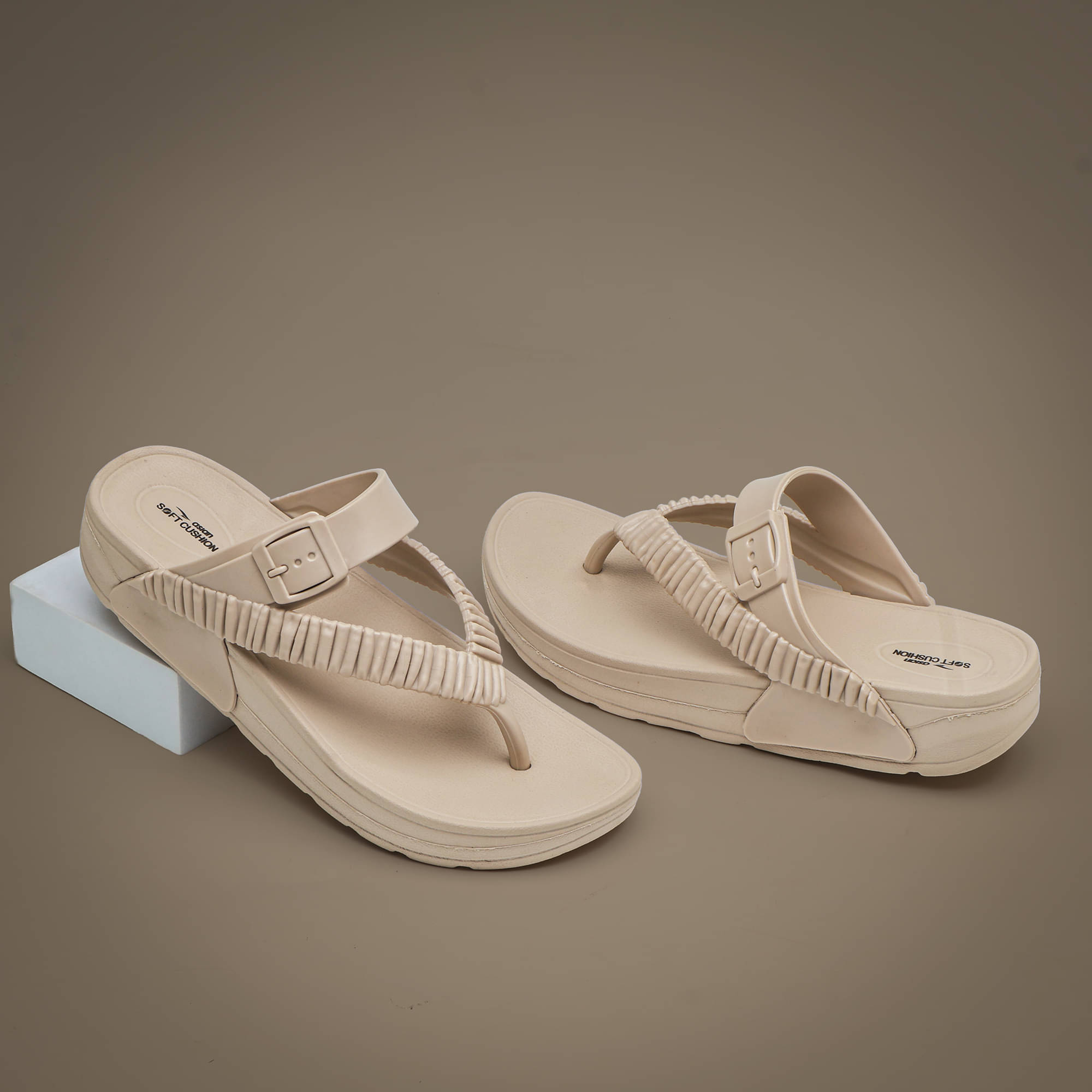     			ASIAN Beige Women's Thong Flip Flop