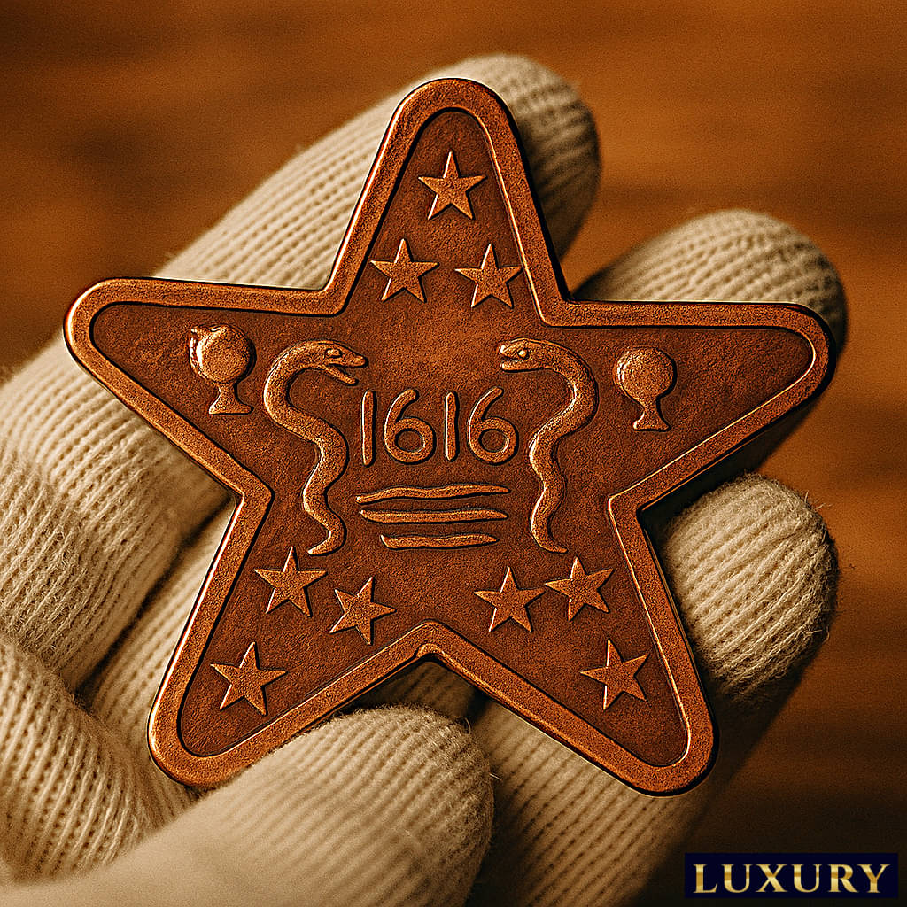     			BIG SIZE 85 Gram STAR SHAPED LIBBO ANNA 1616 EIC, East India Company old Most Demanded India Collective Rare Coin