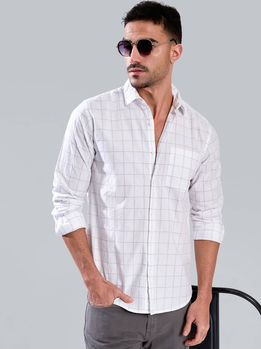 Bene Kleed 100% Cotton Regular Fit Checks Full Sleeves Men's Casual Shirt - White ( Pack of 1 ) Bene Kleed 100% Cotton Regular Fit Checks Full Sleeves Men's Casual Shirt - White ( Pack of 1 )