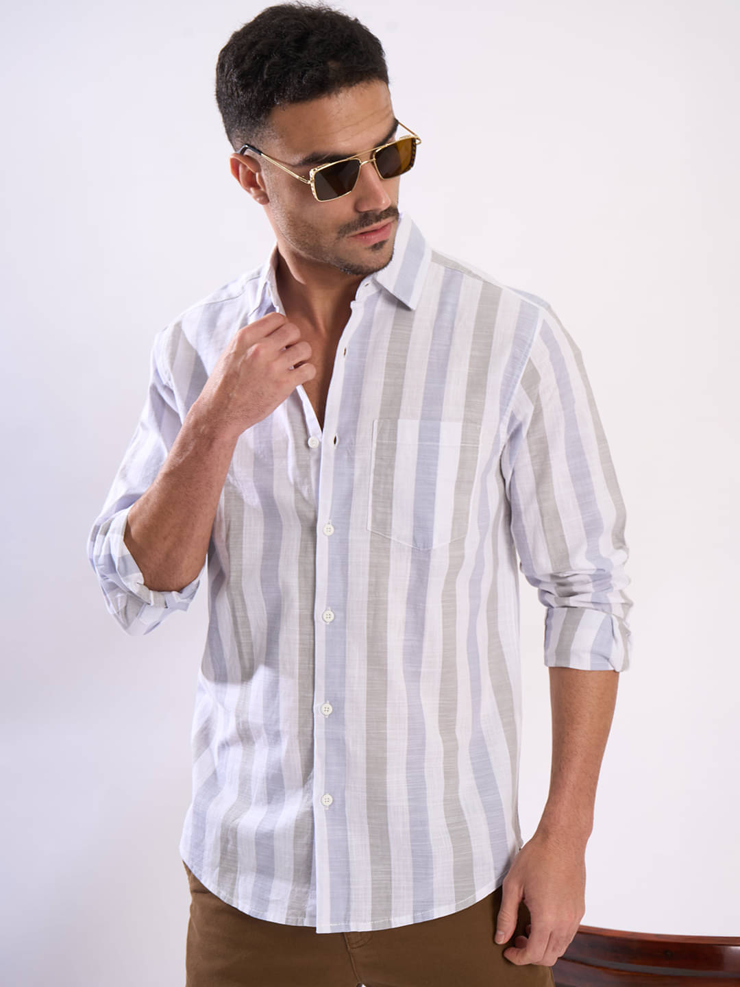     			Bene Kleed 100% Cotton Regular Fit Striped Full Sleeves Men's Casual Shirt - Multi ( Pack of 1 )