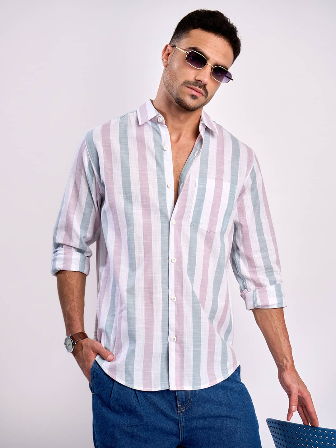     			Bene Kleed 100% Cotton Regular Fit Striped Full Sleeves Men's Casual Shirt - Multi ( Pack of 1 )