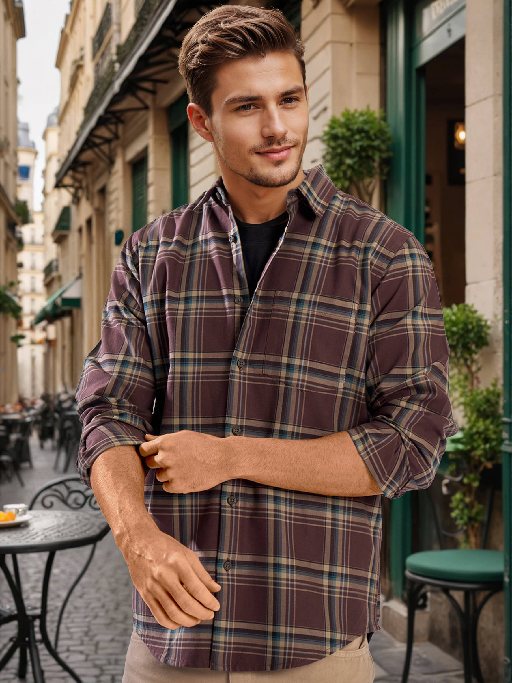     			Bene Kleed 100% Cotton Regular Fit Checks Full Sleeves Men's Casual Shirt - Brown ( Pack of 1 )