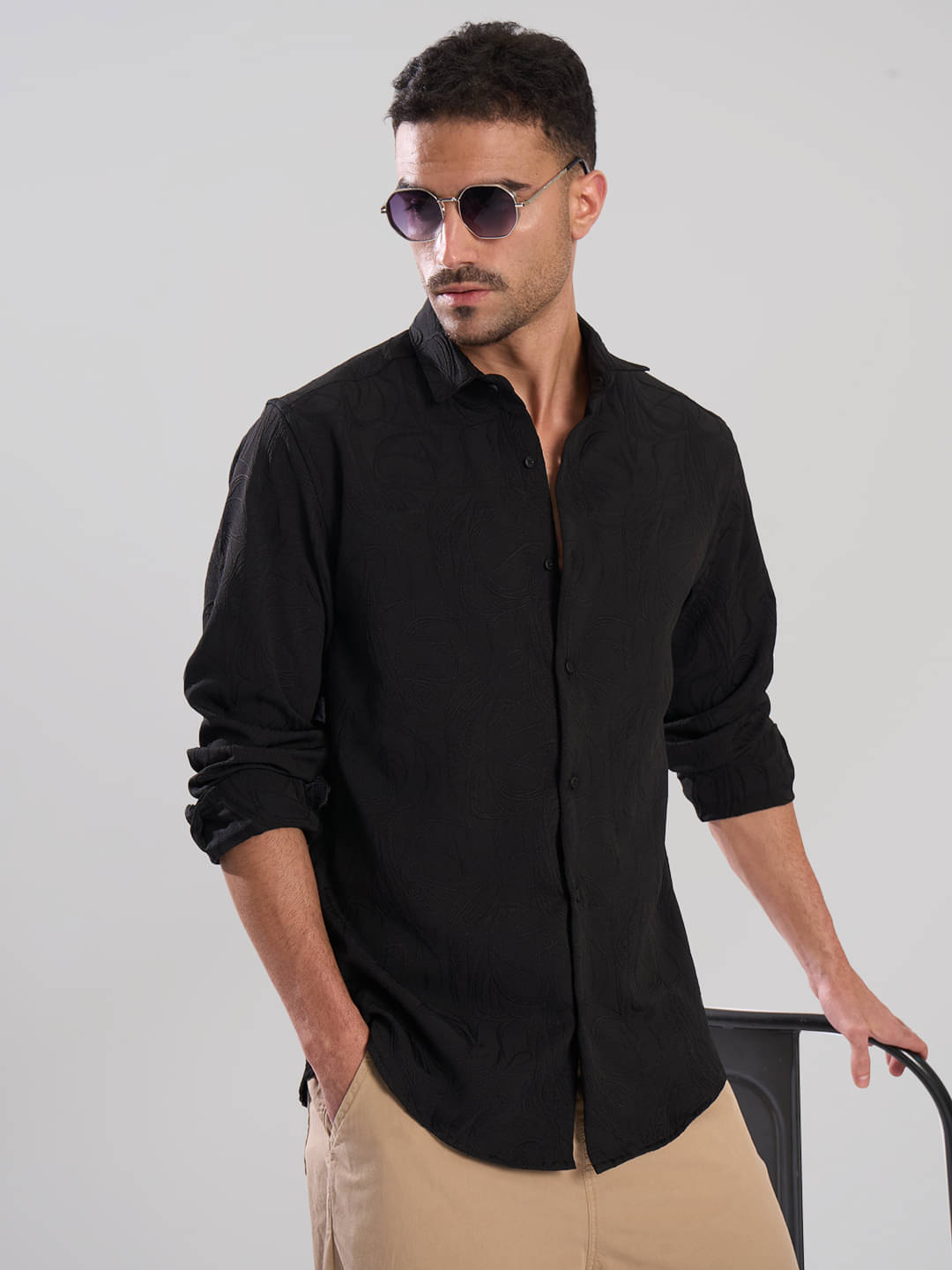    			Bene Kleed Polyester Regular Fit Printed Full Sleeves Men's Casual Shirt - Black ( Pack of 1 )