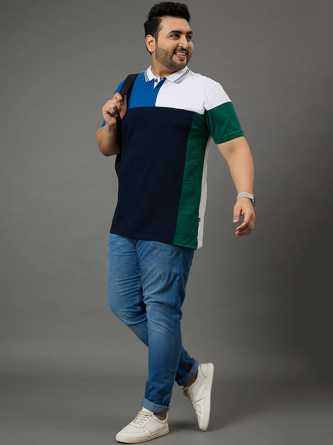 Club York Men Cotton Blend Regular Fit Colorblock Polo T Shirt ( Navy )