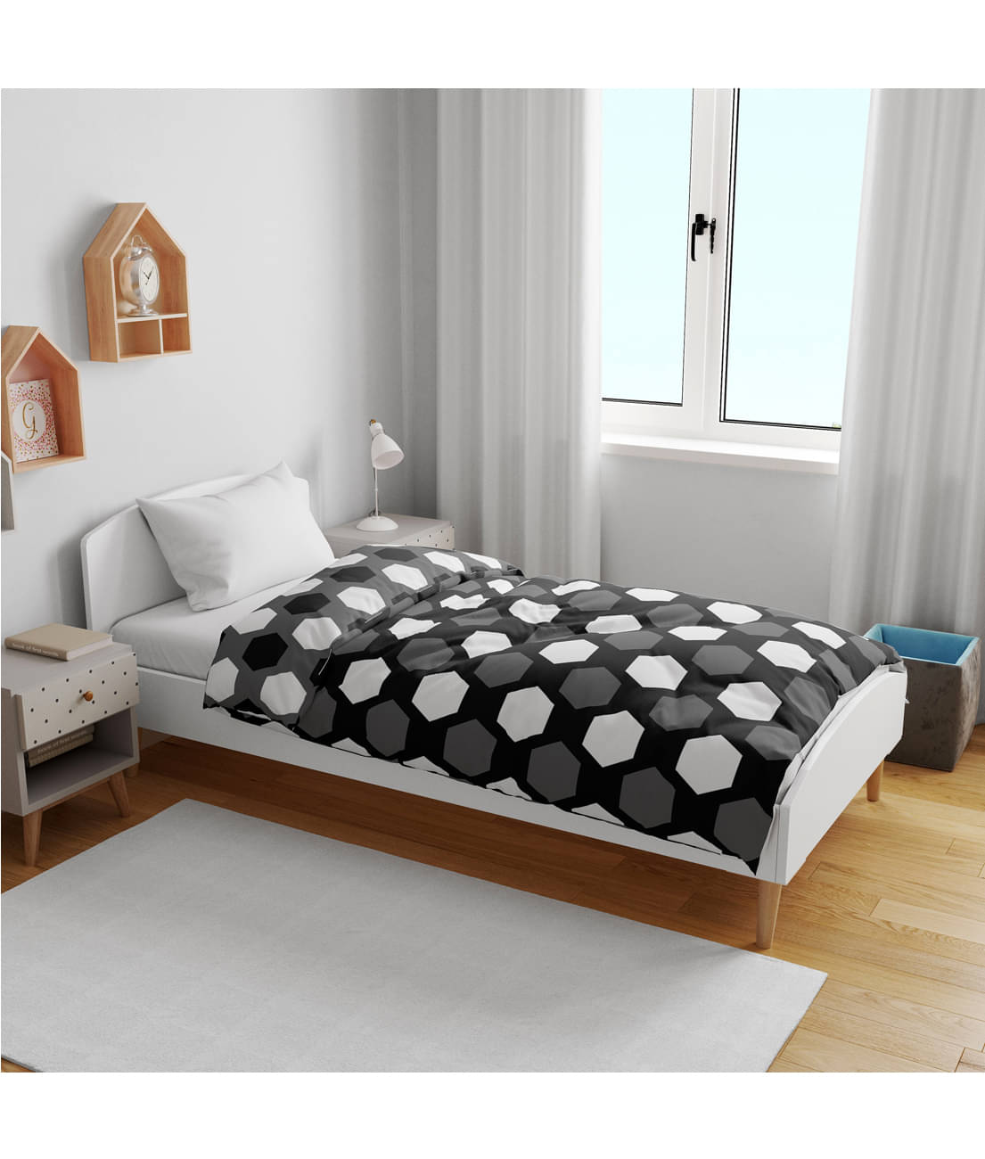 DIVINE CASA Polyester Geometrical Single Size Kids Dohars - Black ( Pack of 1 ) DIVINE CASA Polyester Geometrical Single Size Kids Dohars - Black ( Pack of 1 )