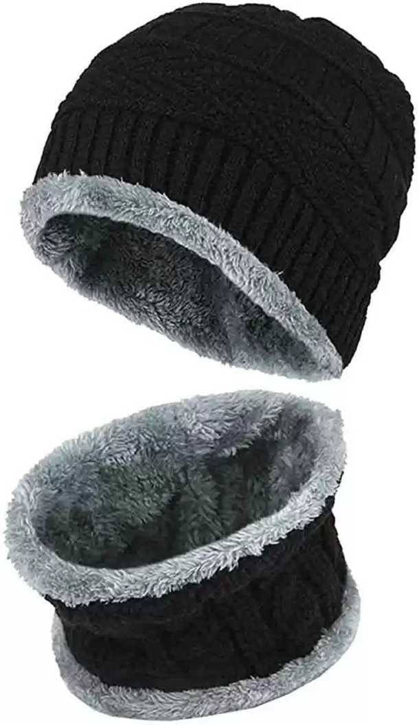     			Evanden Black Woollen Women's Cap ( Pack of 2 )