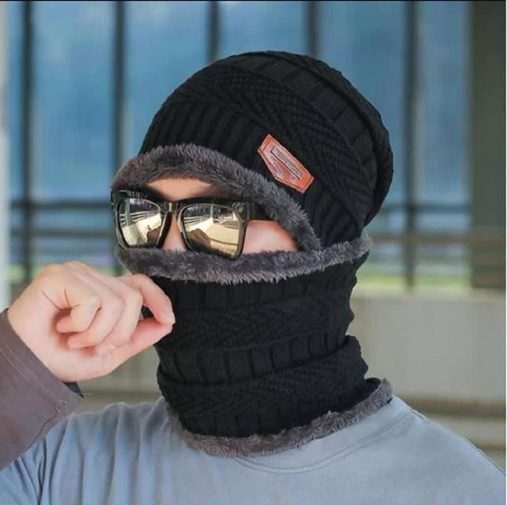     			Evanden Pack of 2 Woollen Men's Cap ( Black )